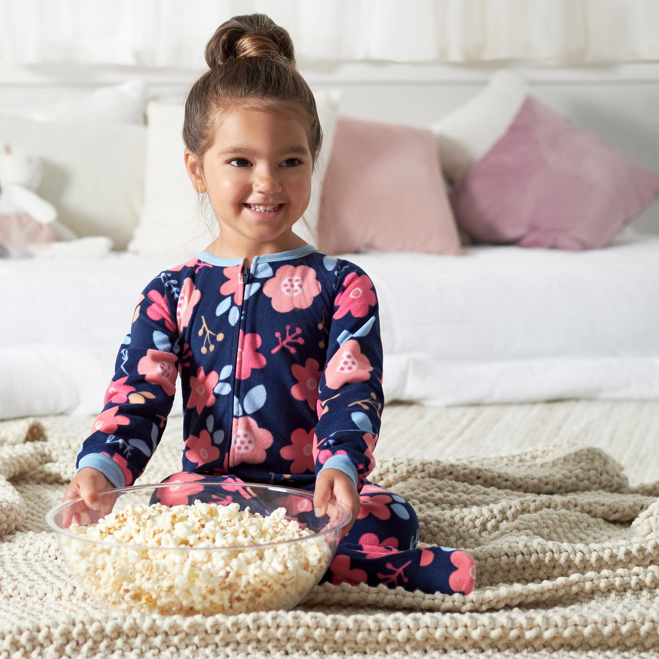 Infant & Toddler Girls Floral Fleece Pajamas