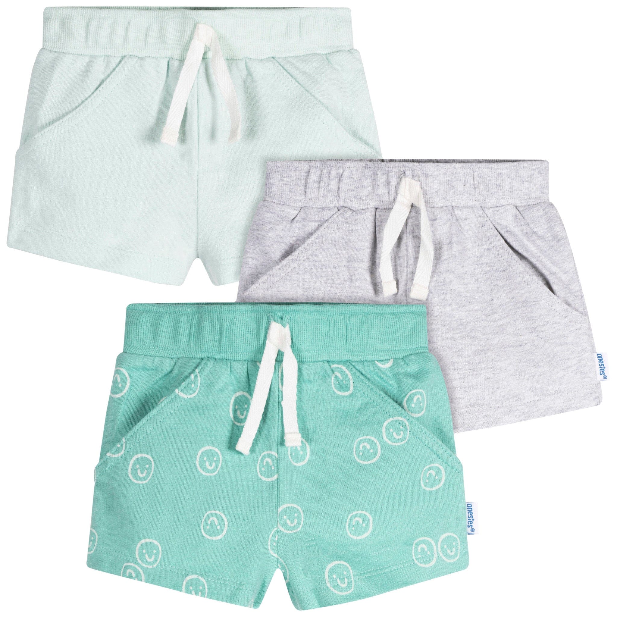 3-Pack Baby Neutral Smiley Faces Shorts