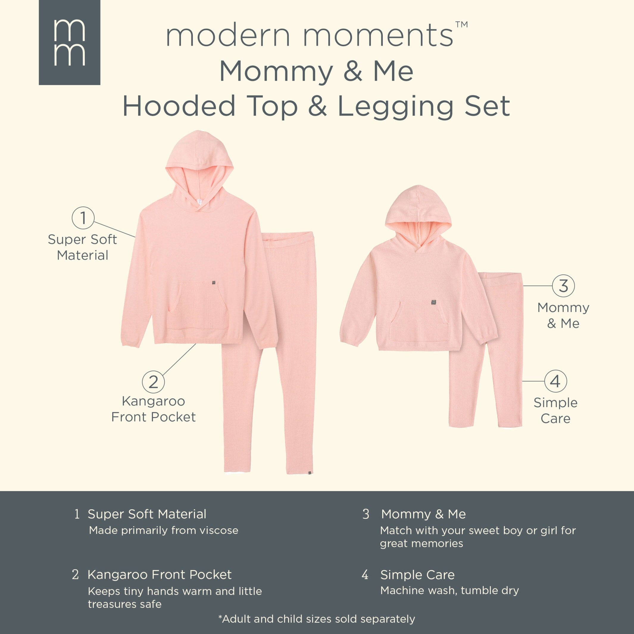 Mommy & Me 2-Piece Pink Hooded Waffle Top & Legging Bundle