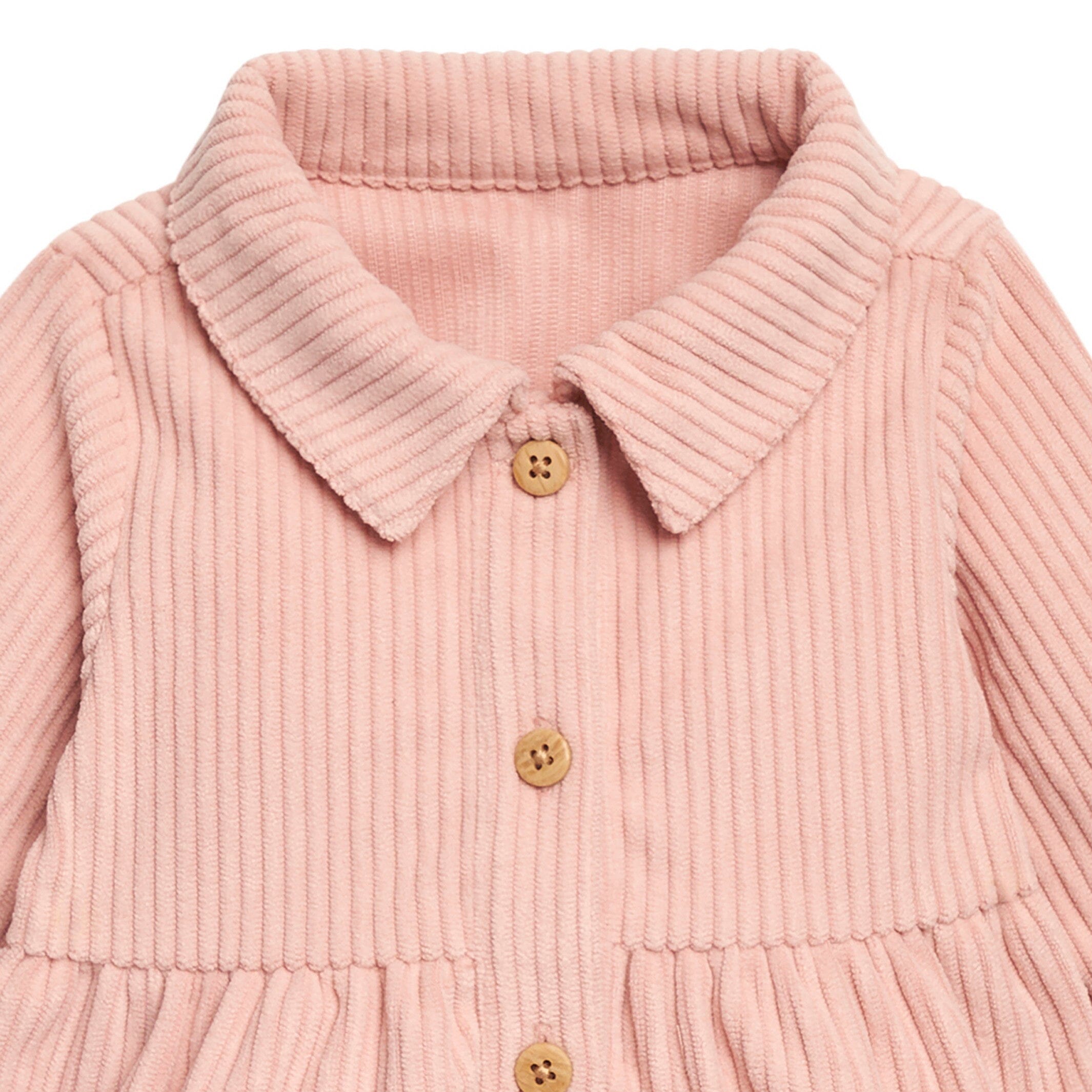 2-Piece Baby Girls Peach Corduroy Dress Set