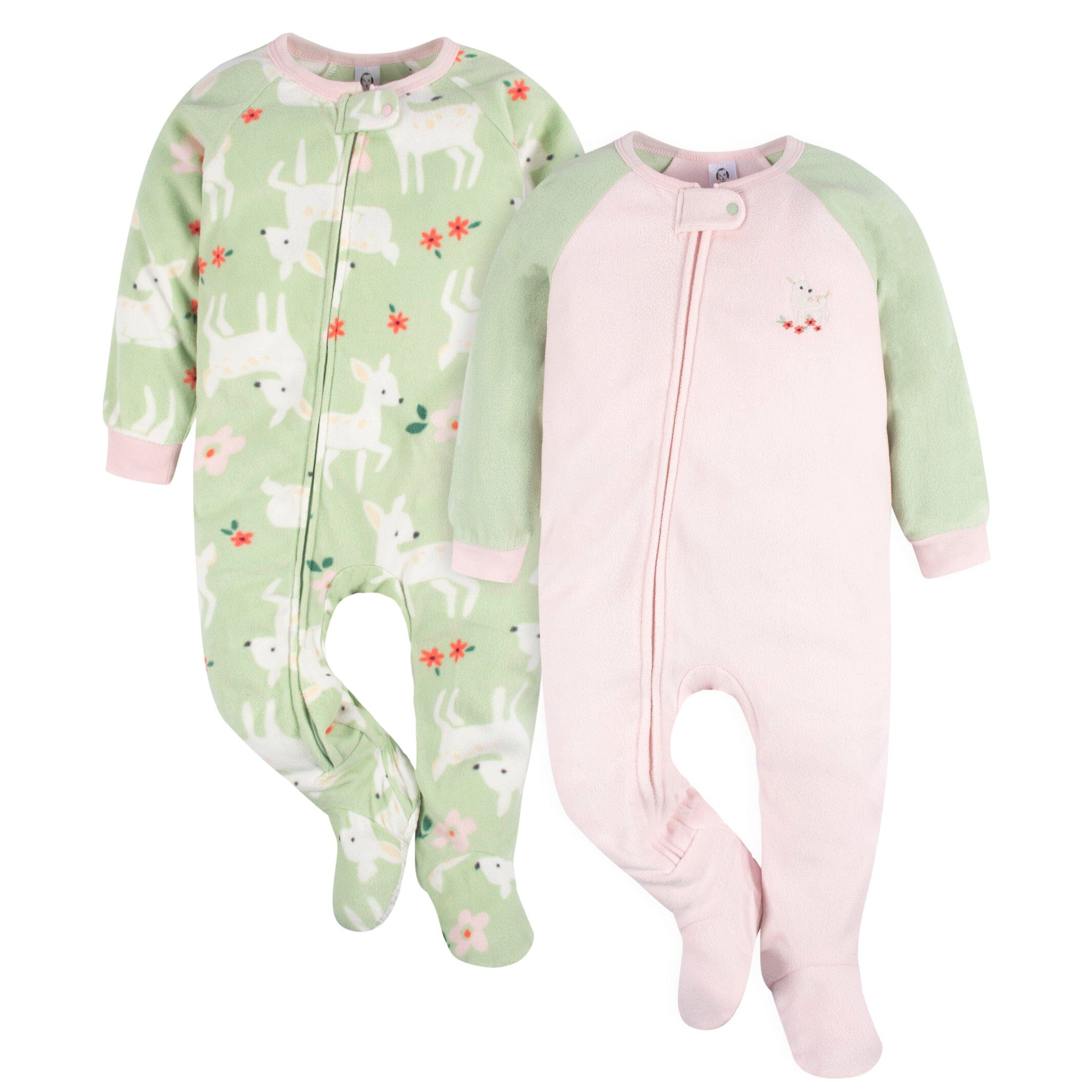 2-Pack Baby & Toddler Girls Deer Fleece Pajamas