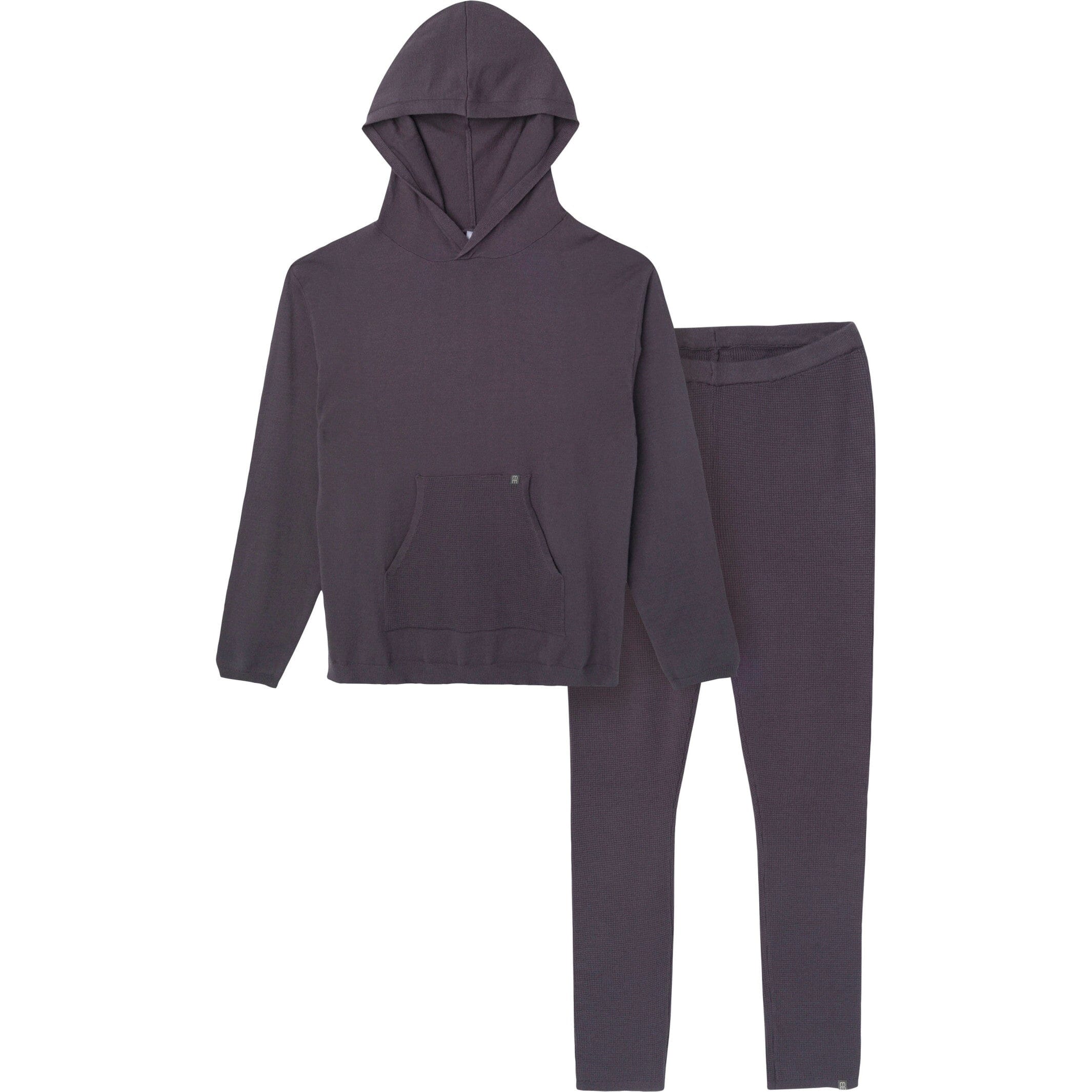 Mommy & Me 2-Piece Dark Grey Hooded Waffle Top & Legging Bundle