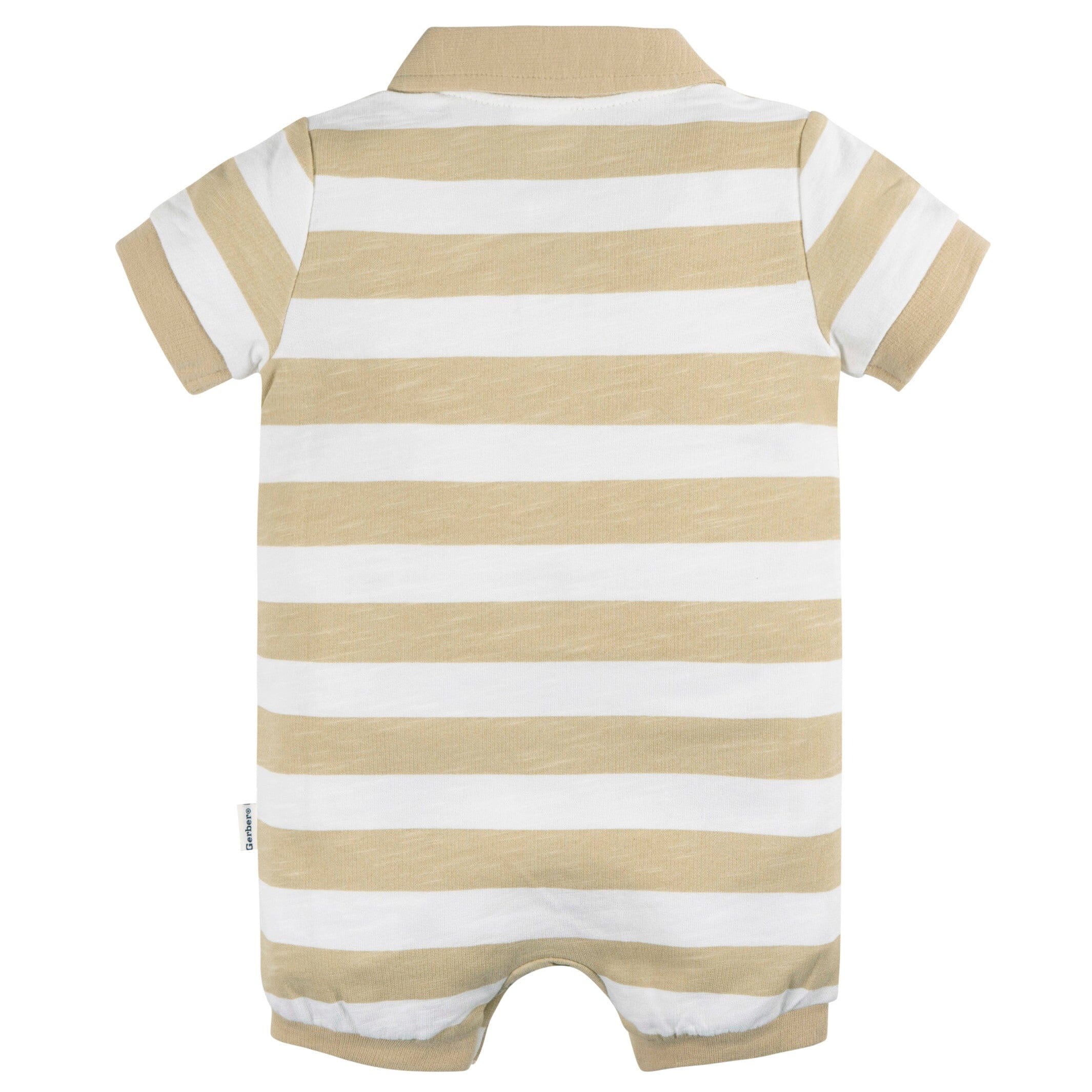 Baby Boys Tan Stripe Collared Romper