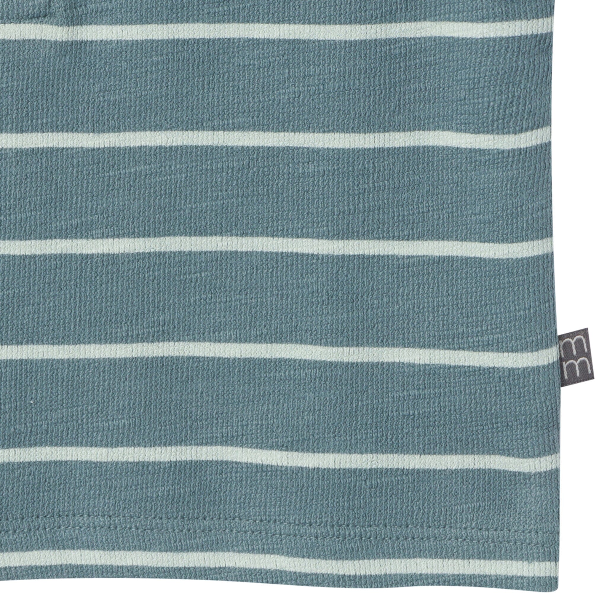 2-Piece Baby Boys Medium Teal Stripe Henley Shirt and Shorts Set