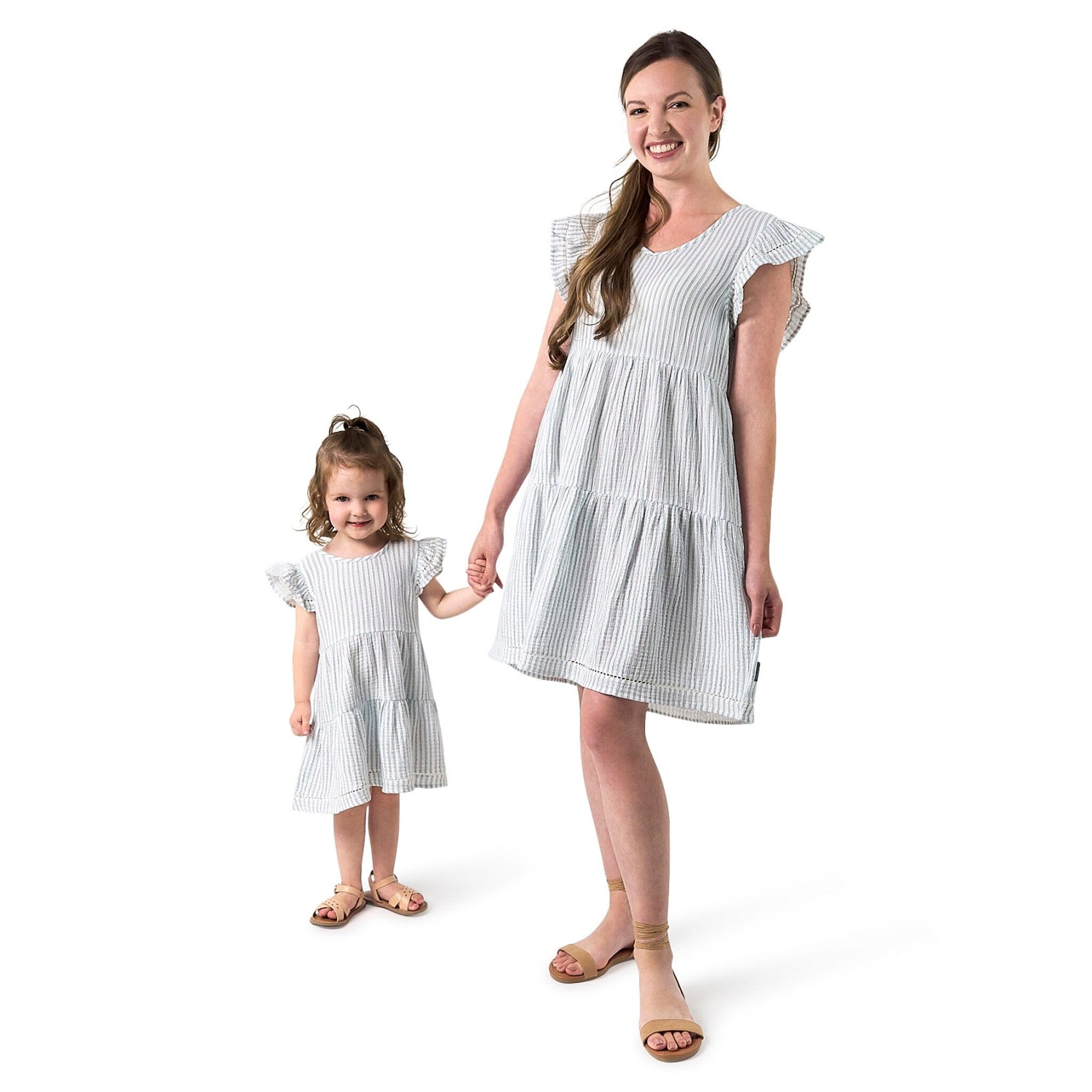 Mommy & Me Teal Stripe Gauze Dresses Bundle