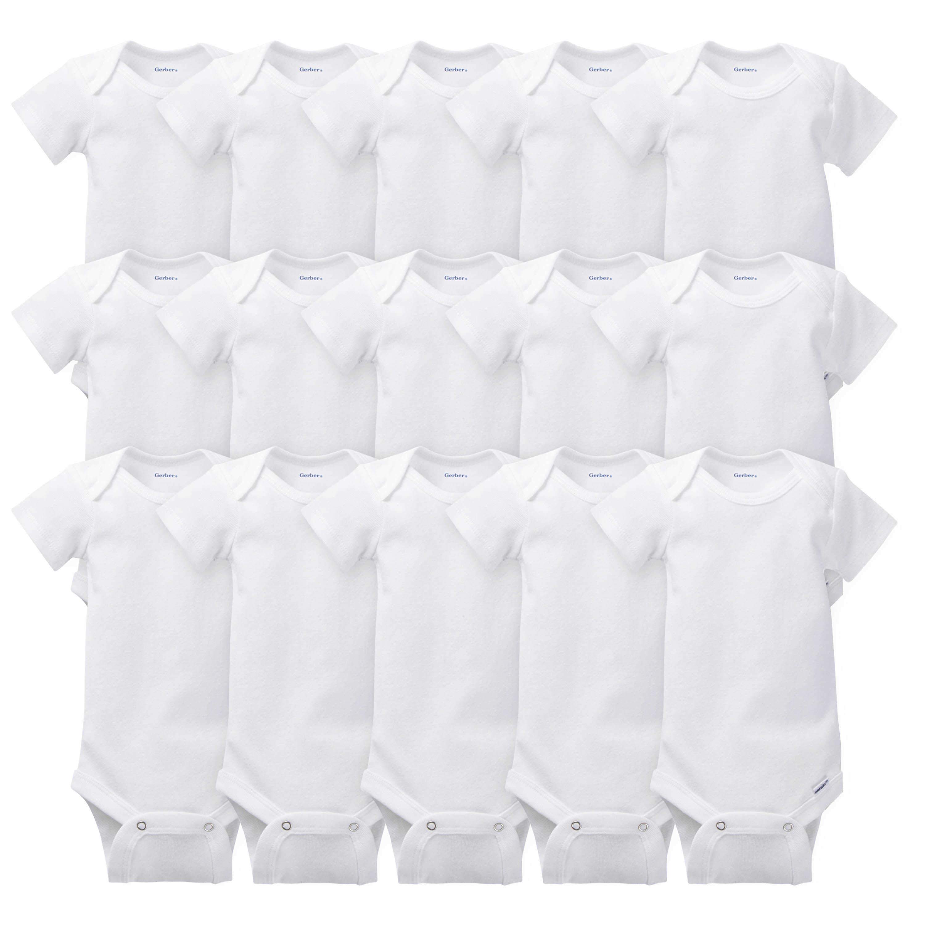 15-Pack White Onesies Bodysuits Bundle