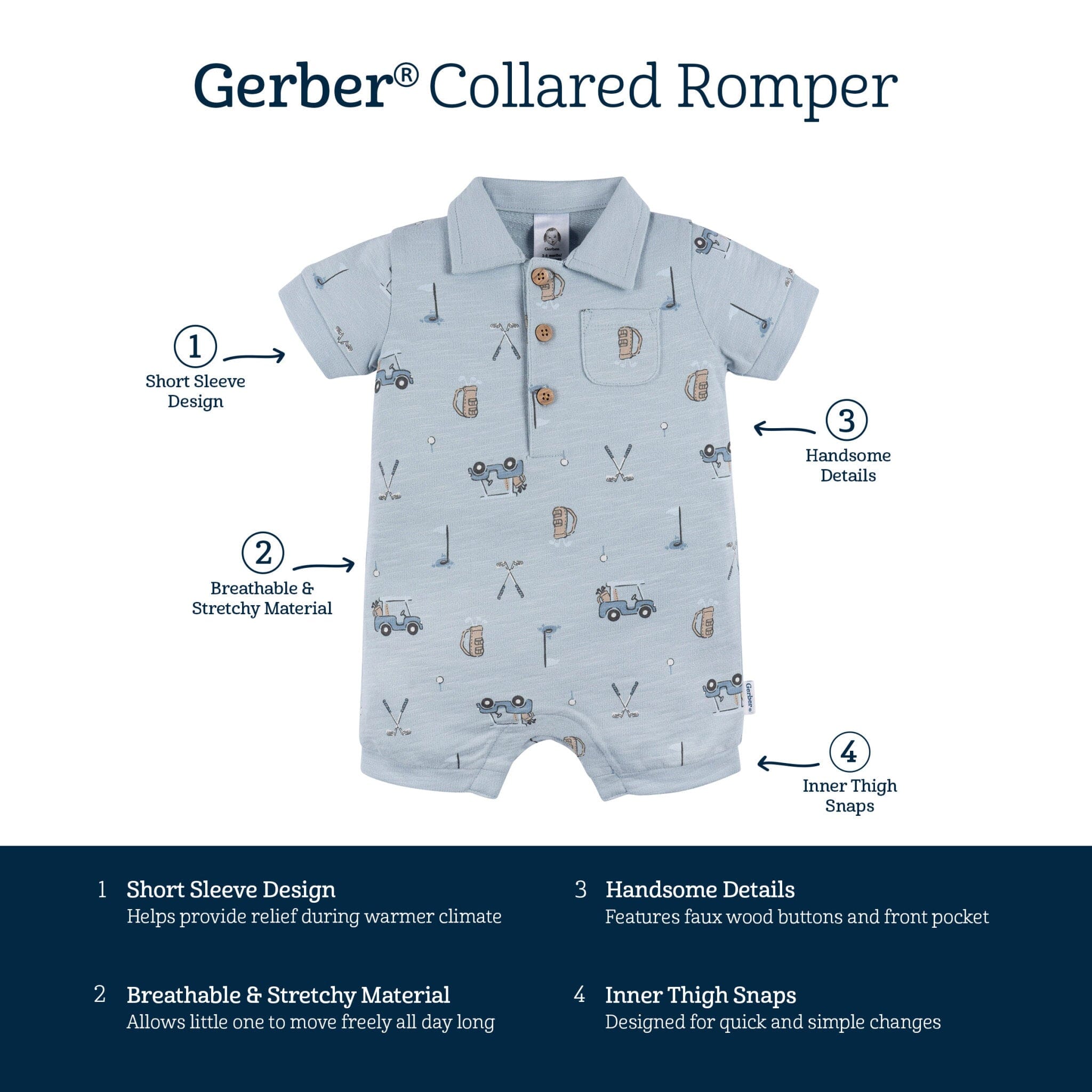 Baby Boys Golf Polo Romper