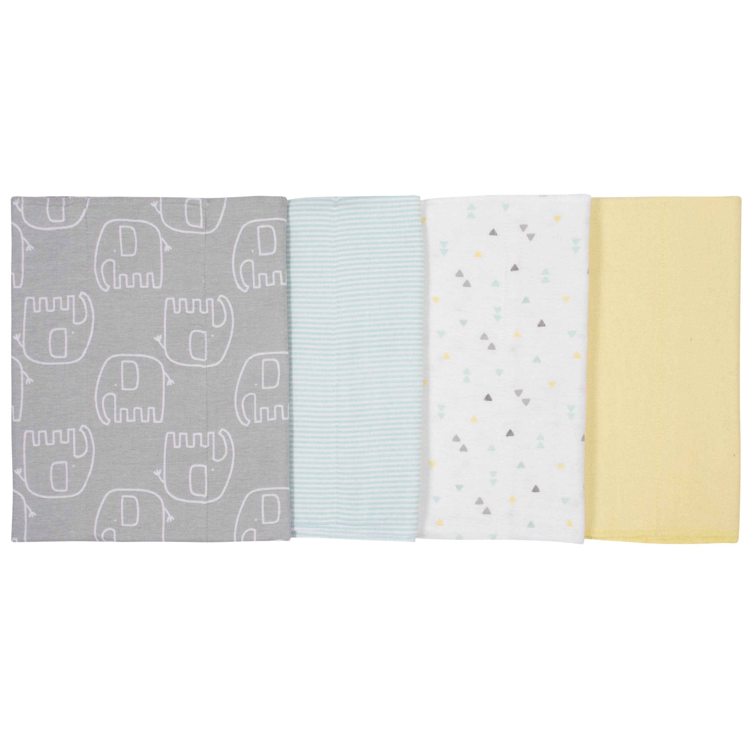 4-Pack Neutral Elephant Flannel Burp Cloths