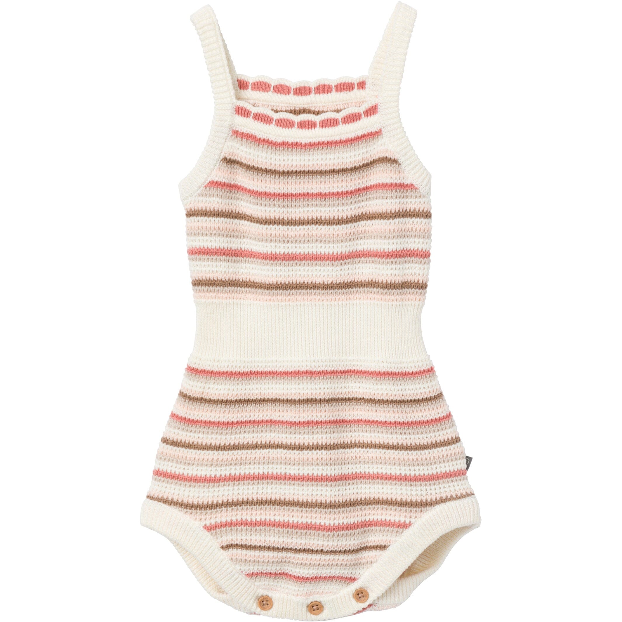 Baby Girls Pink Stripe Crochet Sunsuit Romper