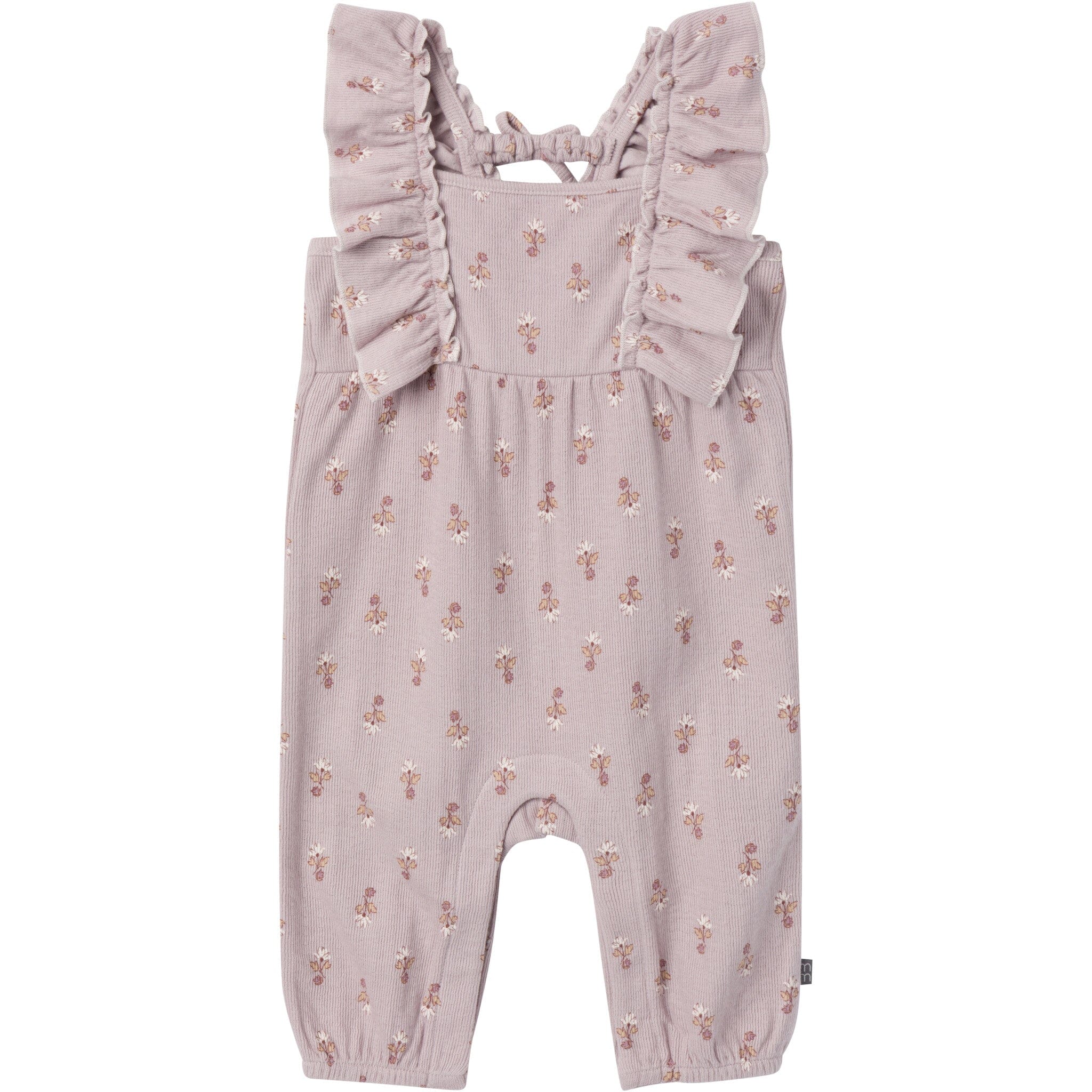 Baby Girls Light Lilac Stamp Fleur Ruffles Long Leg Romper