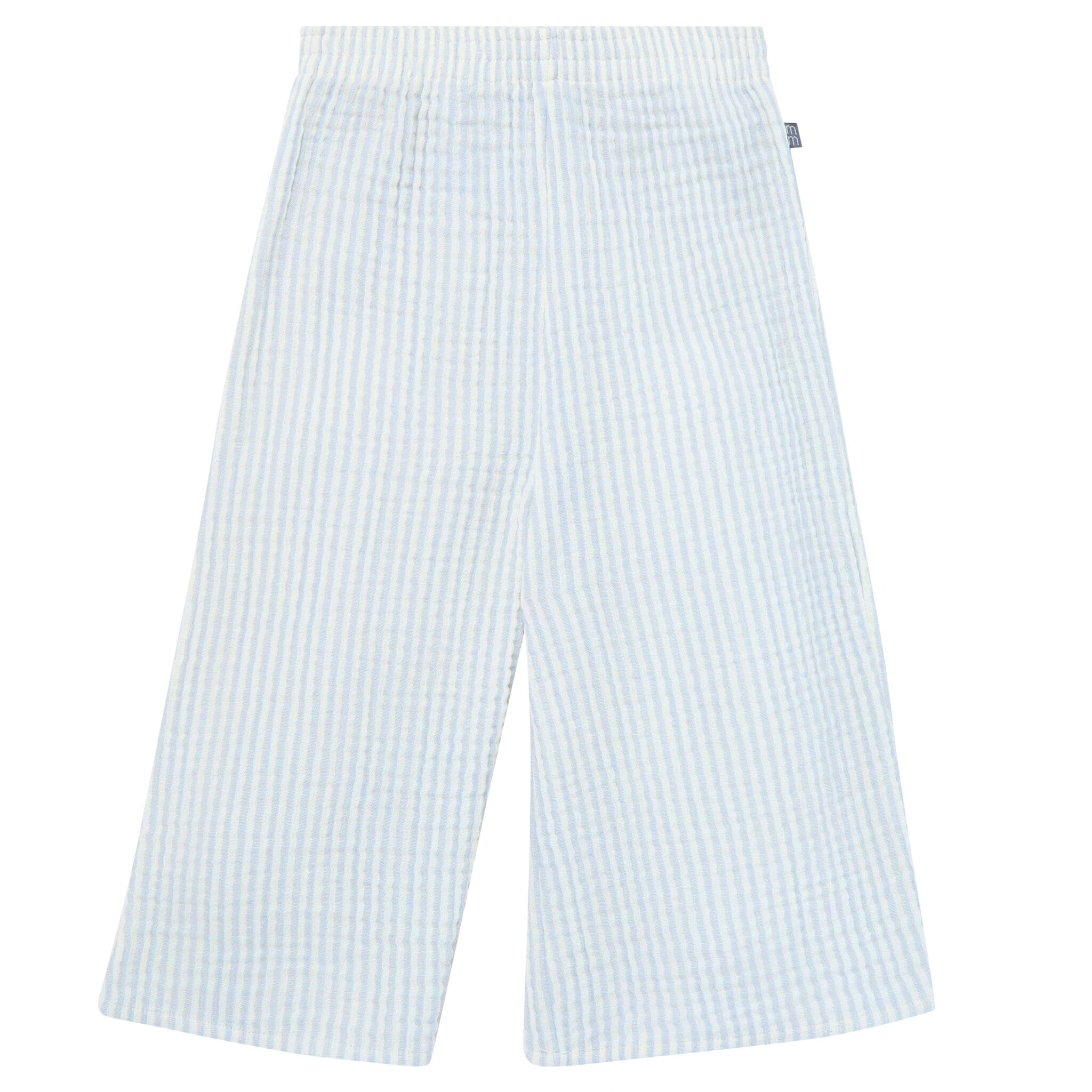 2-Piece Infant & Toddler Girls Light Blue Stripe Cropped Pants Set