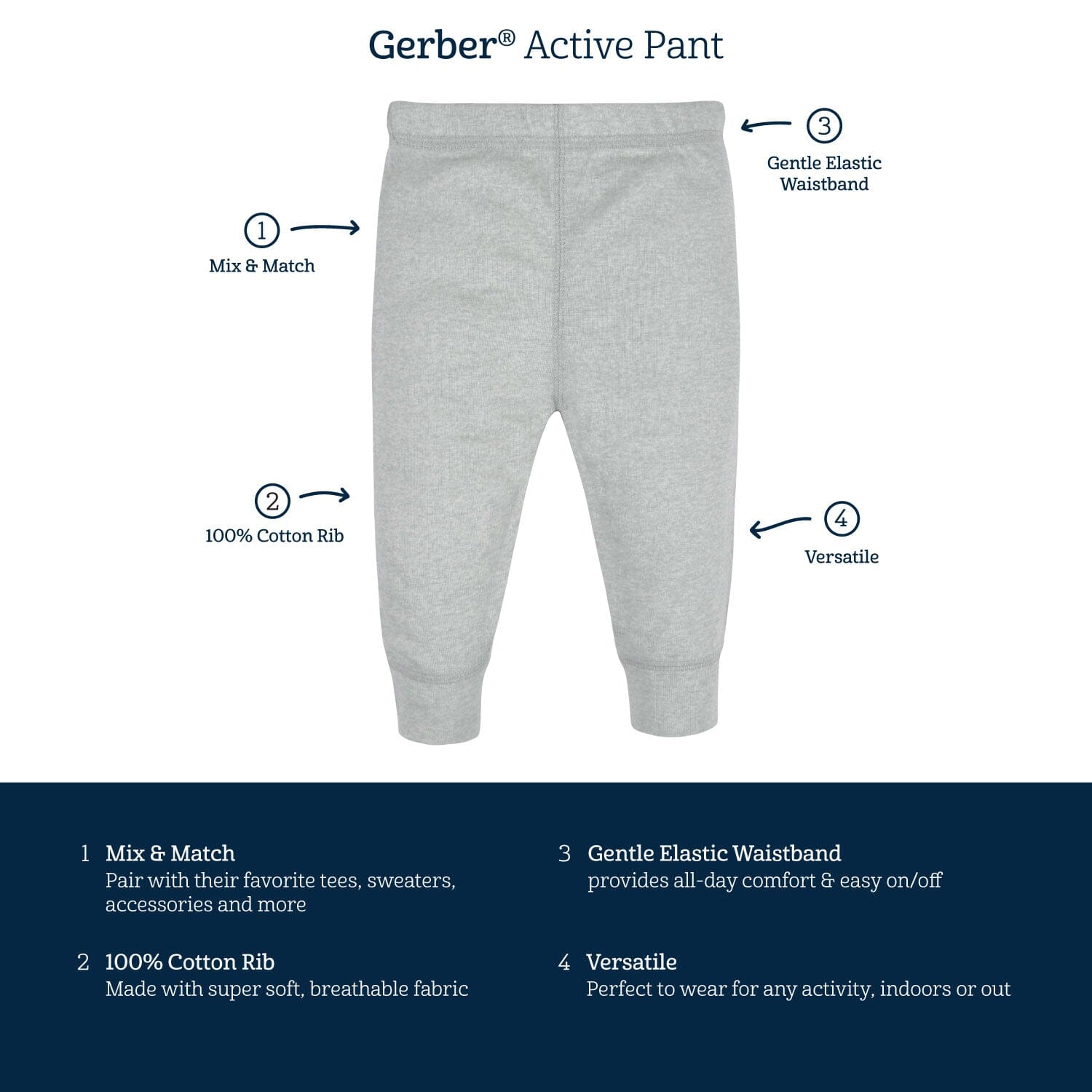 4-Pack Baby Boys Blue Active Pants