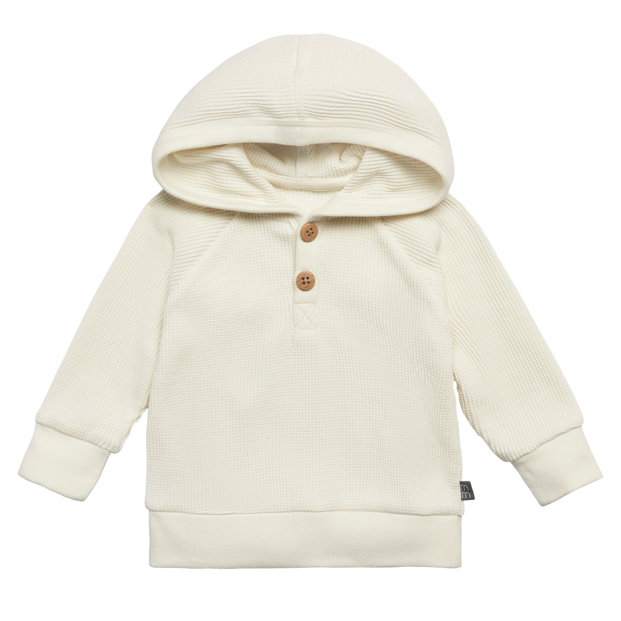 2-Piece Baby Neutral Ivory Waffle Hoodie and Pant Set