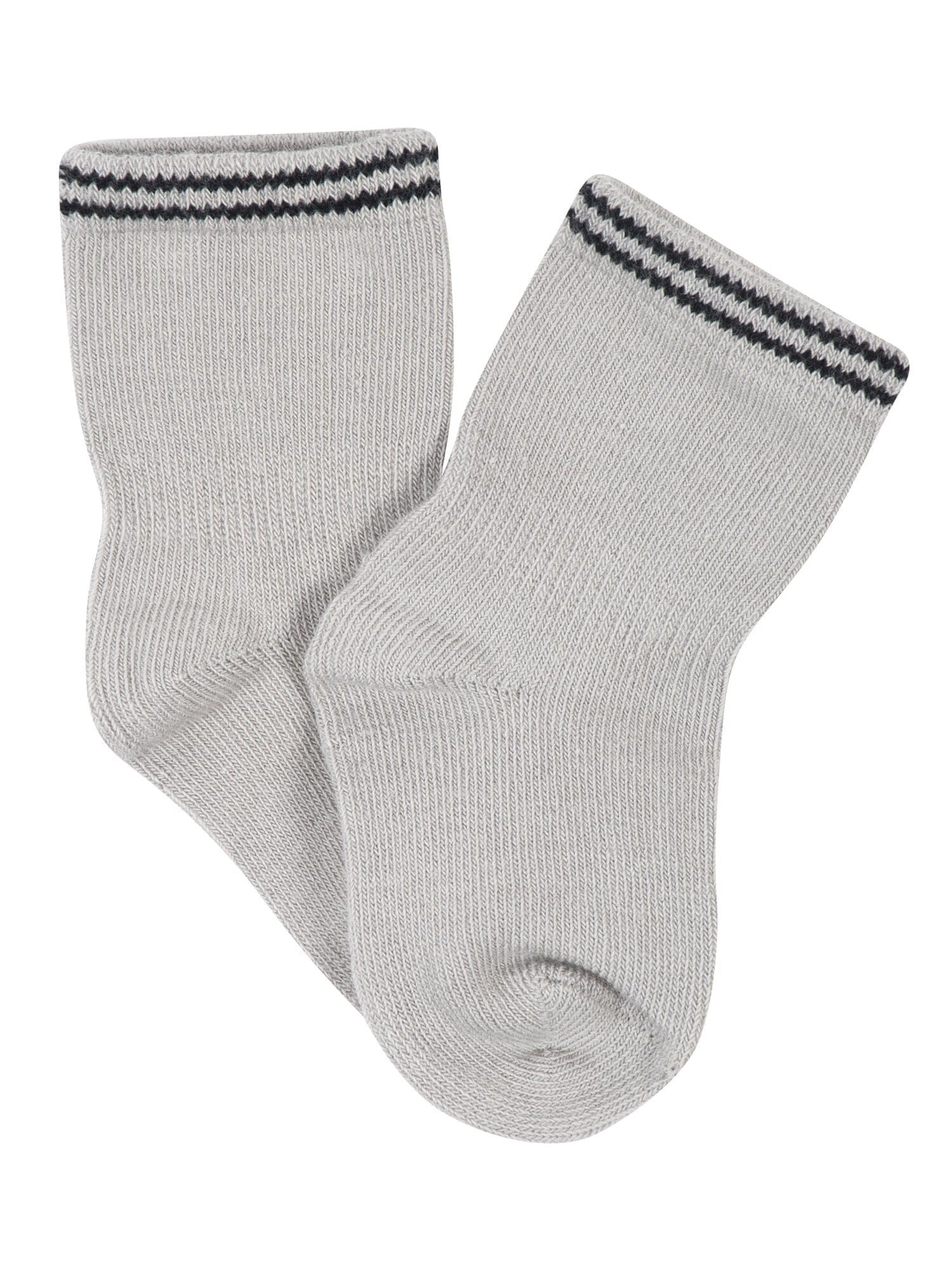 8-Pack Baby Boys Black & Taupe Stripes Wiggle-Proof Socks