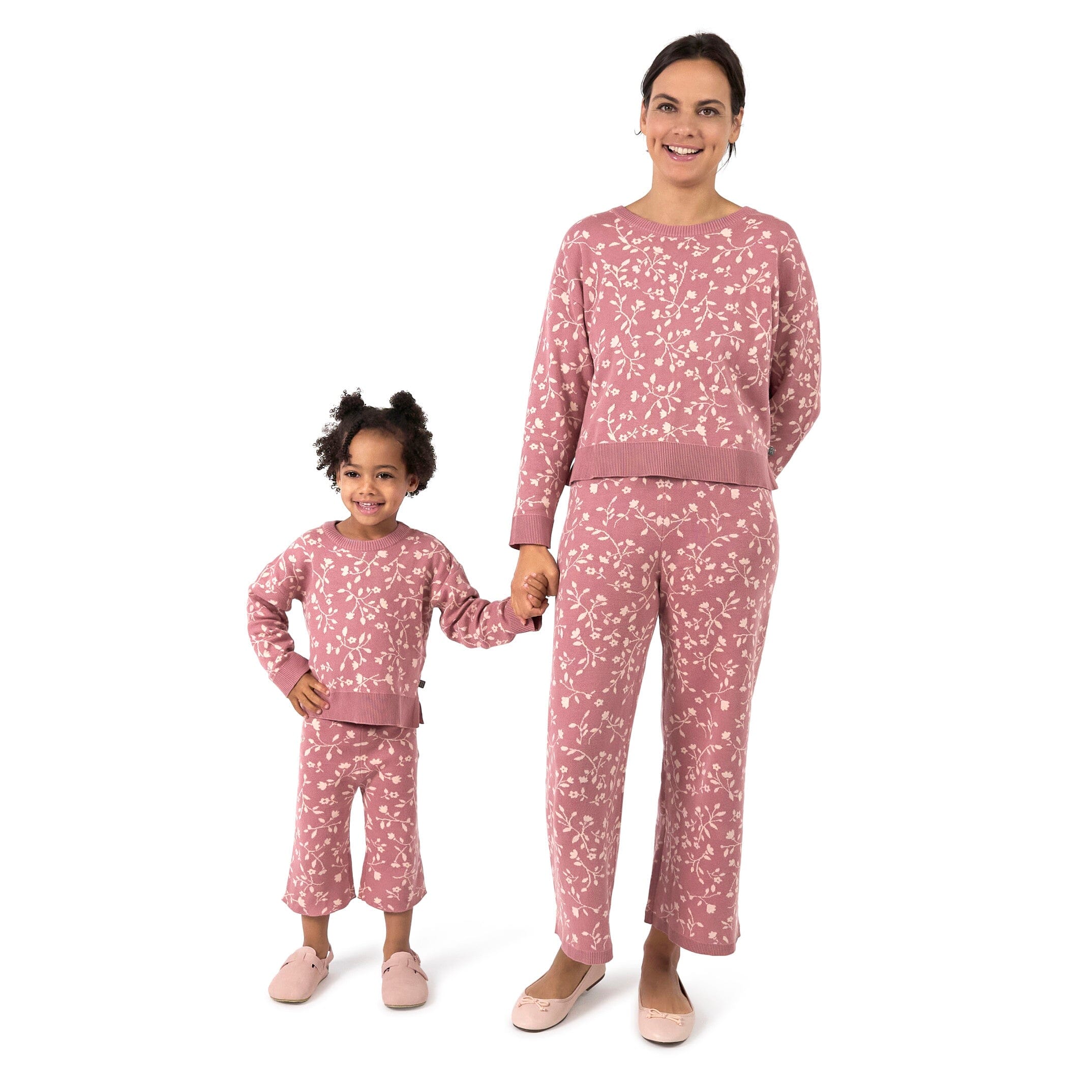 2-Piece Infant & Toddler Girls Dark Rose Branches Jacquard Sweater Set