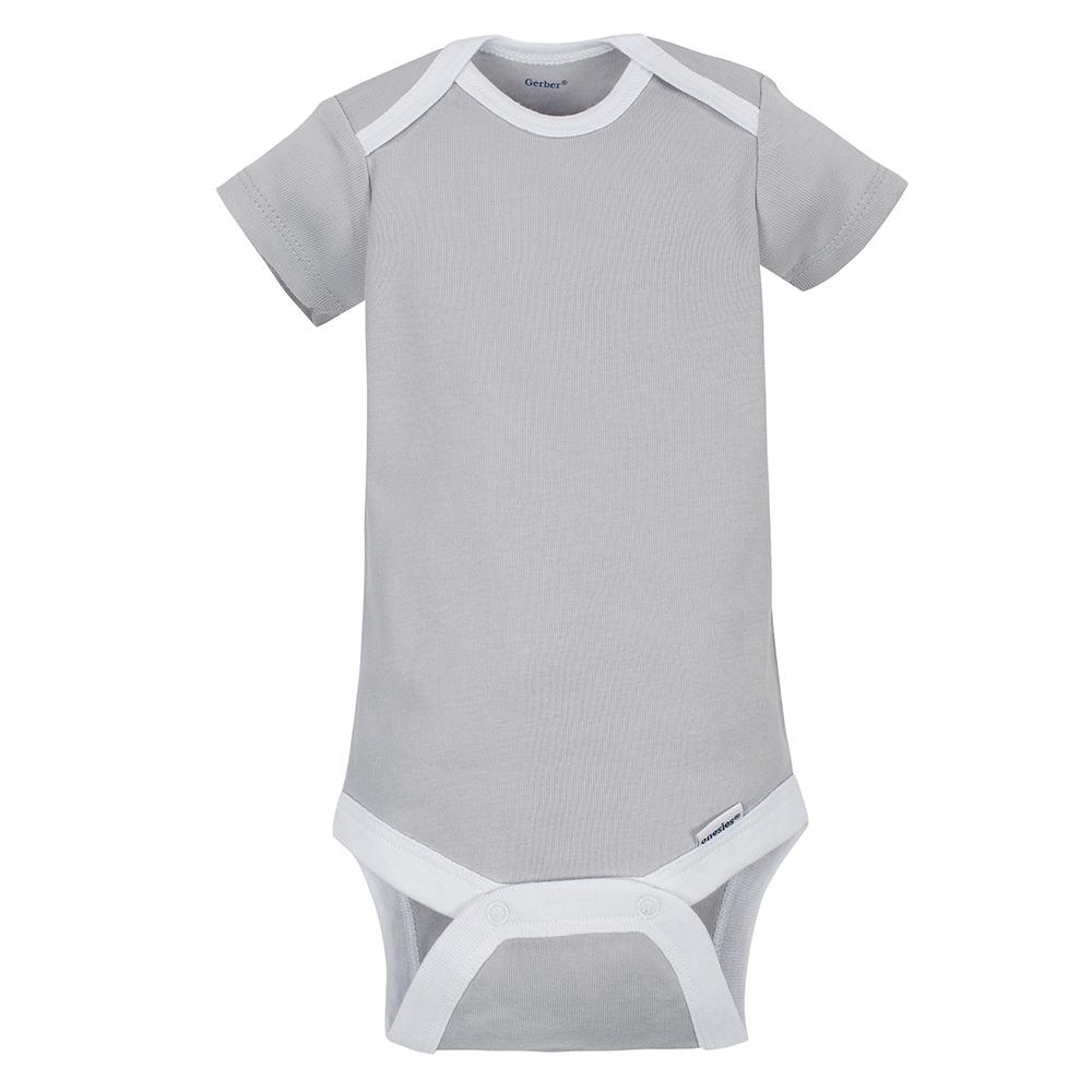 5-Pack Neutral Grey Elephant Short Sleeve Onesies Bodysuits