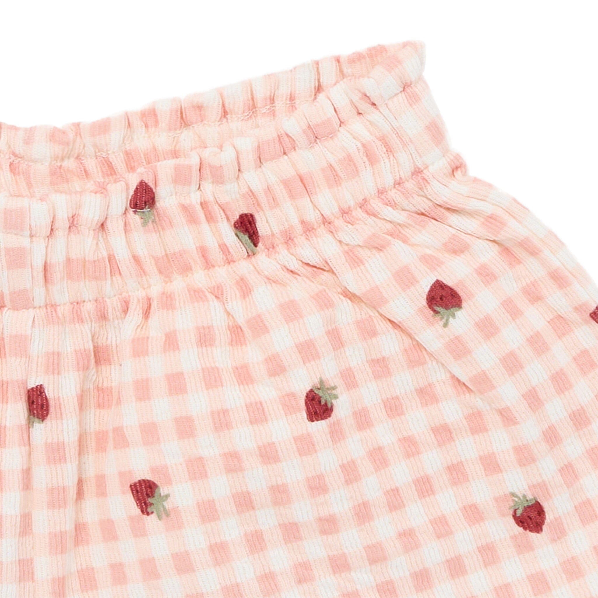 2-Piece Infant & Toddler Girls Rose Strawberry Gingham Top and Shorts Set