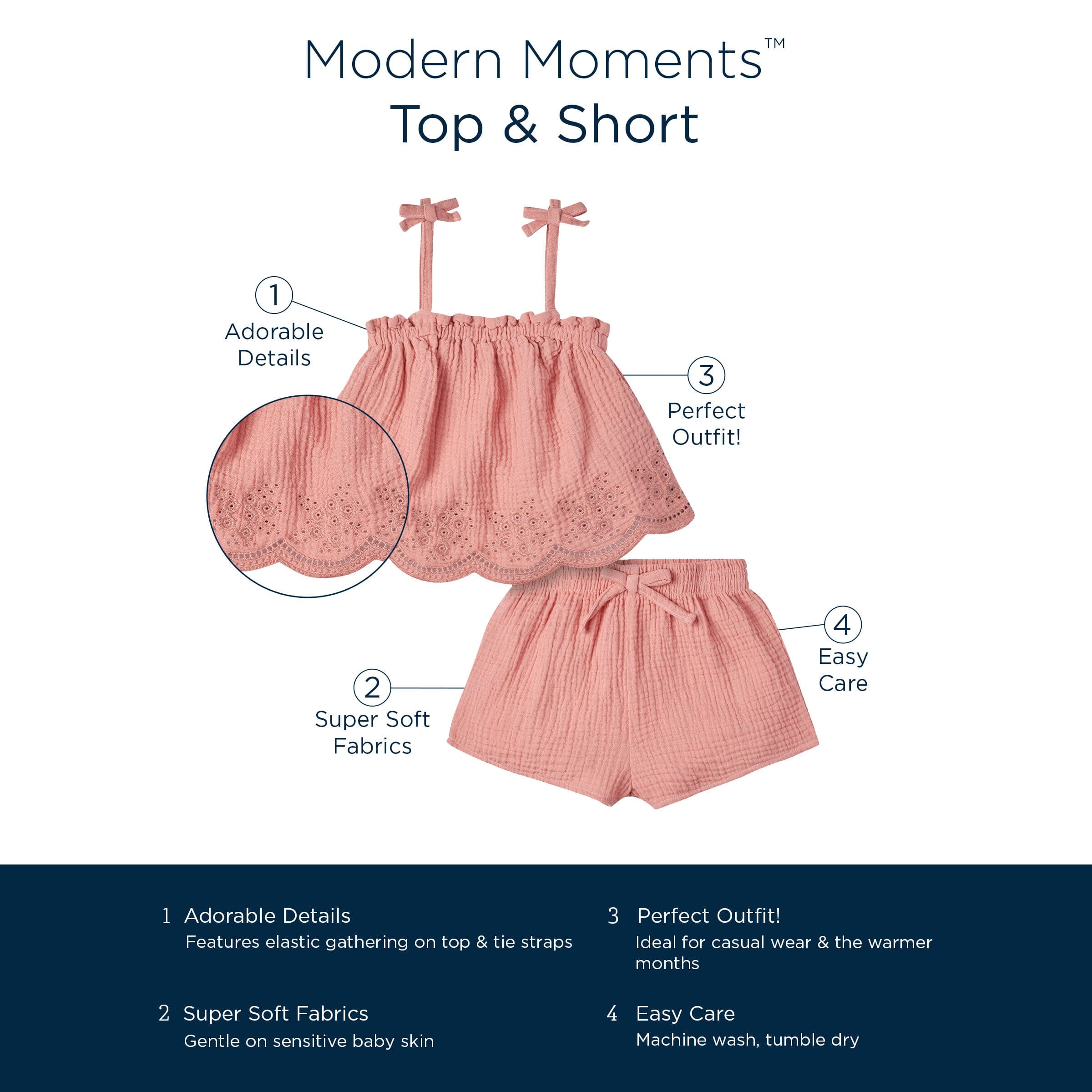 2-Piece Infant & Toddler Girls Pink Top & Short Set