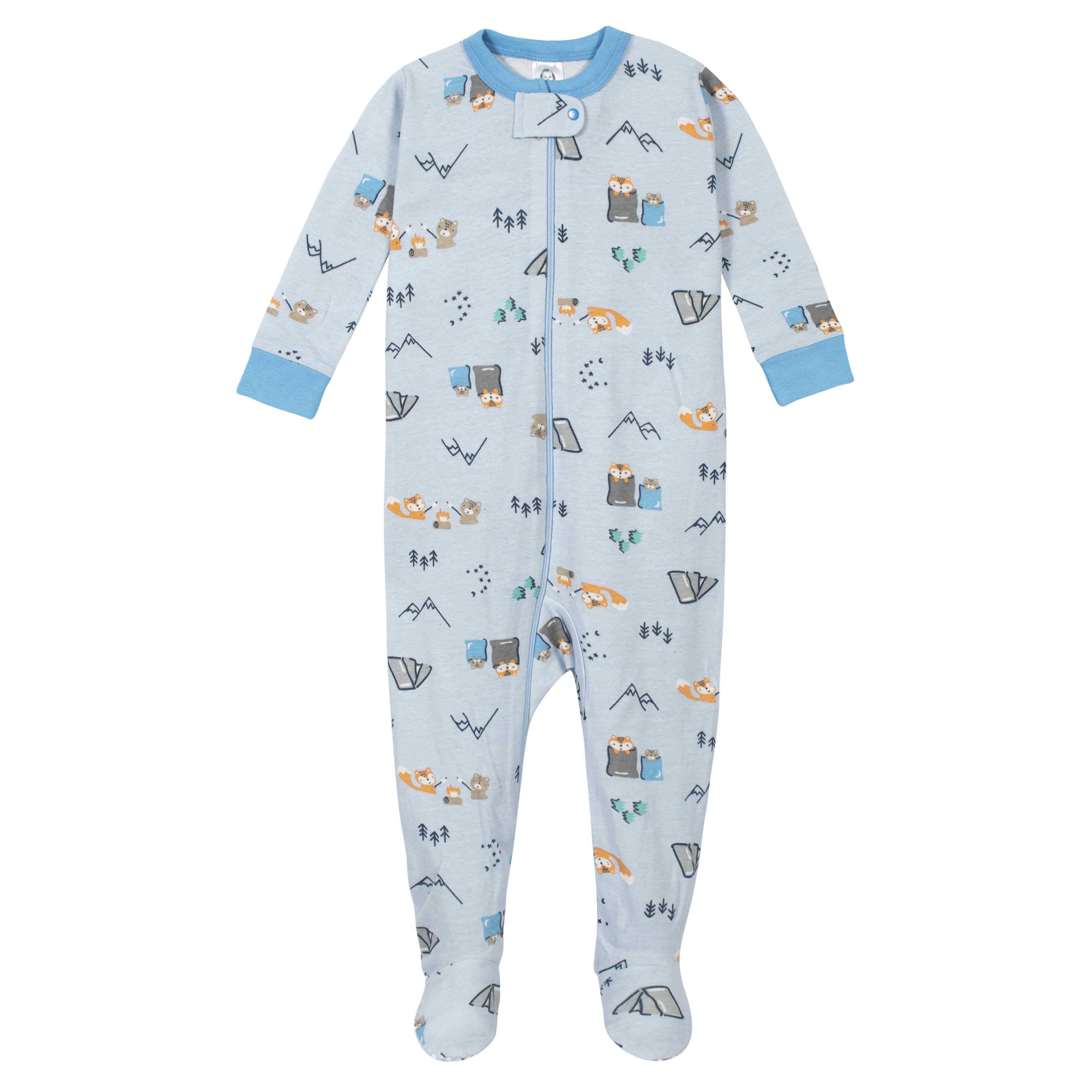 4-Pack Baby Boys Animals and Camping Footed Pajamas