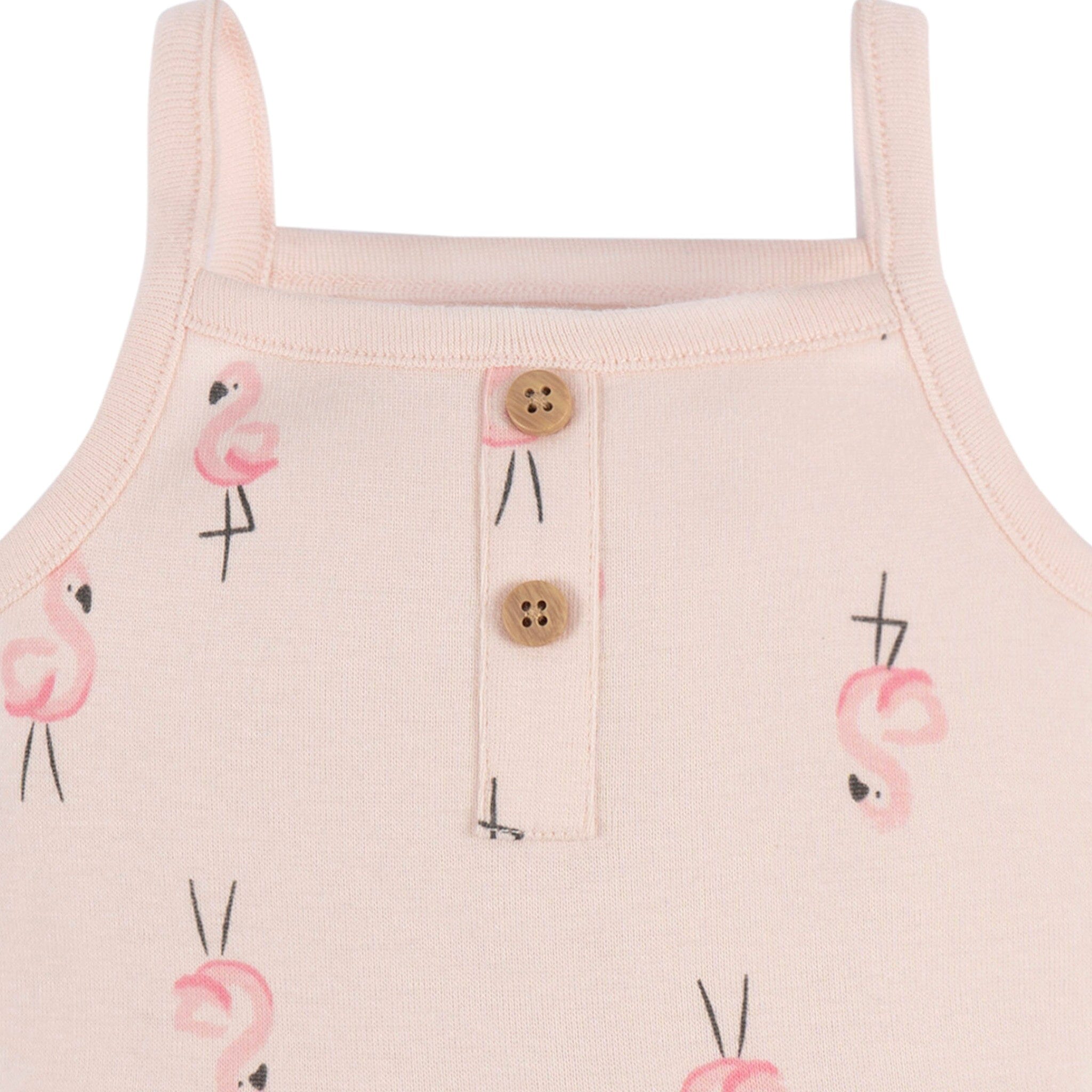 4-Pack Baby Girls Pink Flamingo Sleeveless Onesies Bodysuits