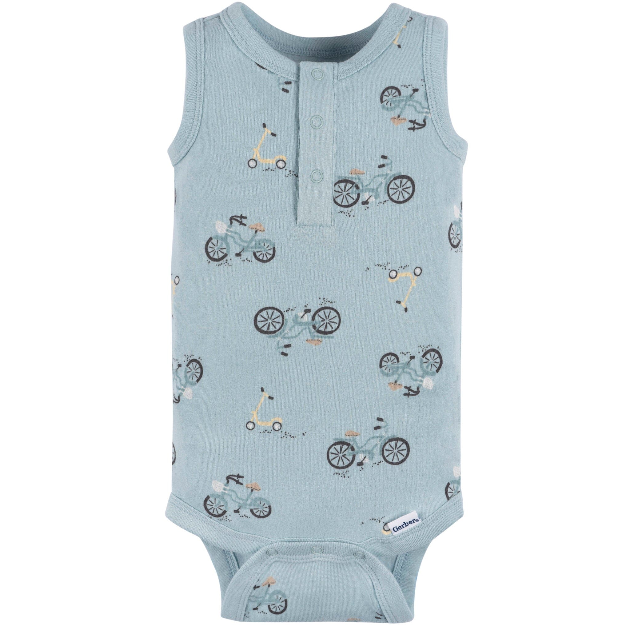 4-Pack Baby Boys Blue Bike Sleeveless Onesies Bodysuits