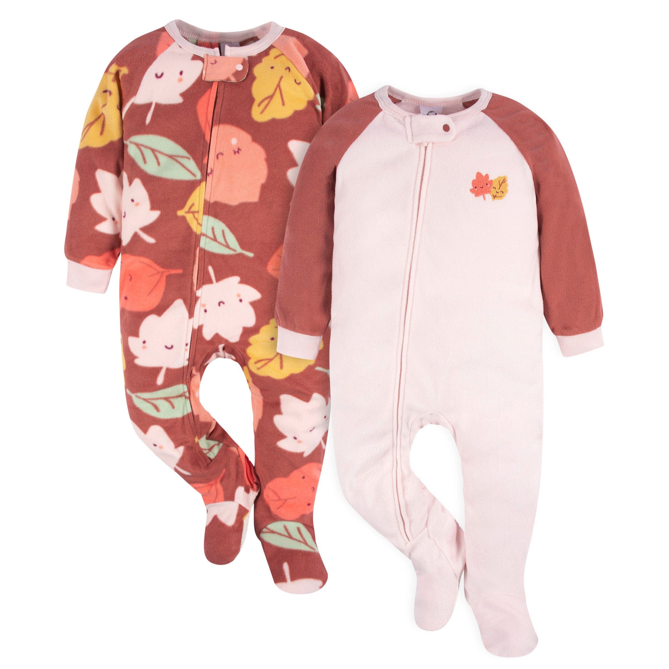 2-Pack Baby & Toddler Girls Leaves Fleece Pajamas