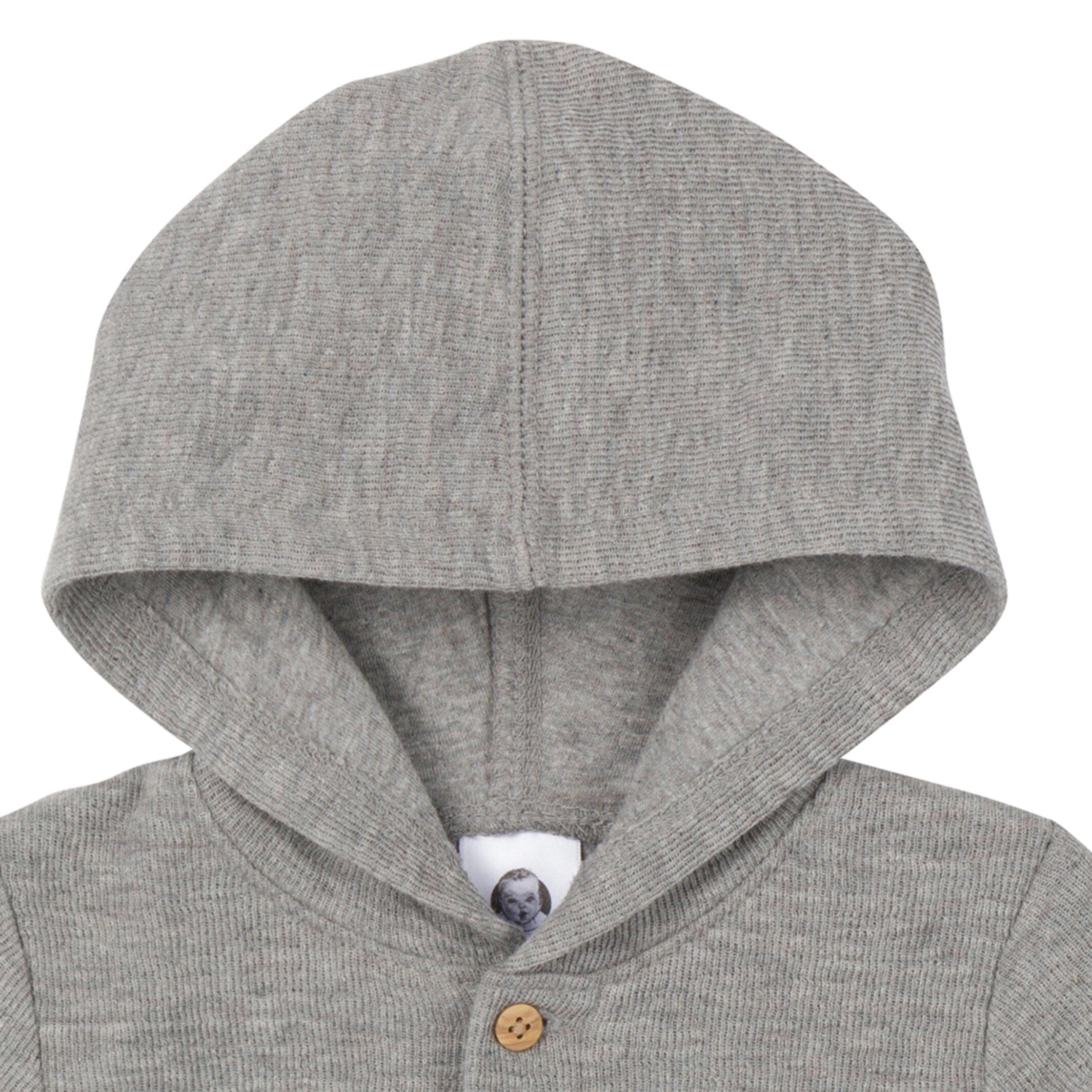 Baby Neutral Grey Heather Hooded Romper