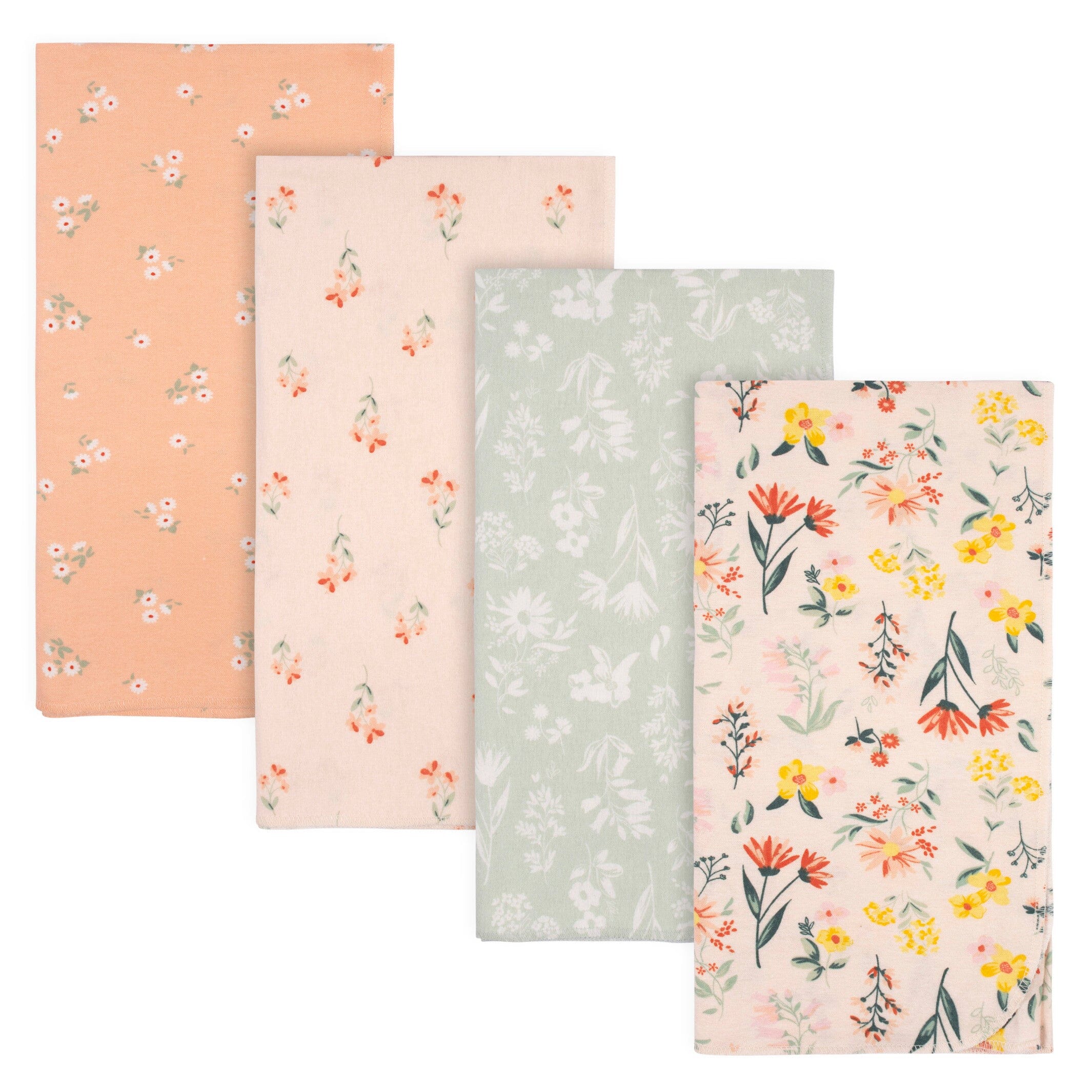 4-Pack Baby Girls Wildflower Flannel Blankets