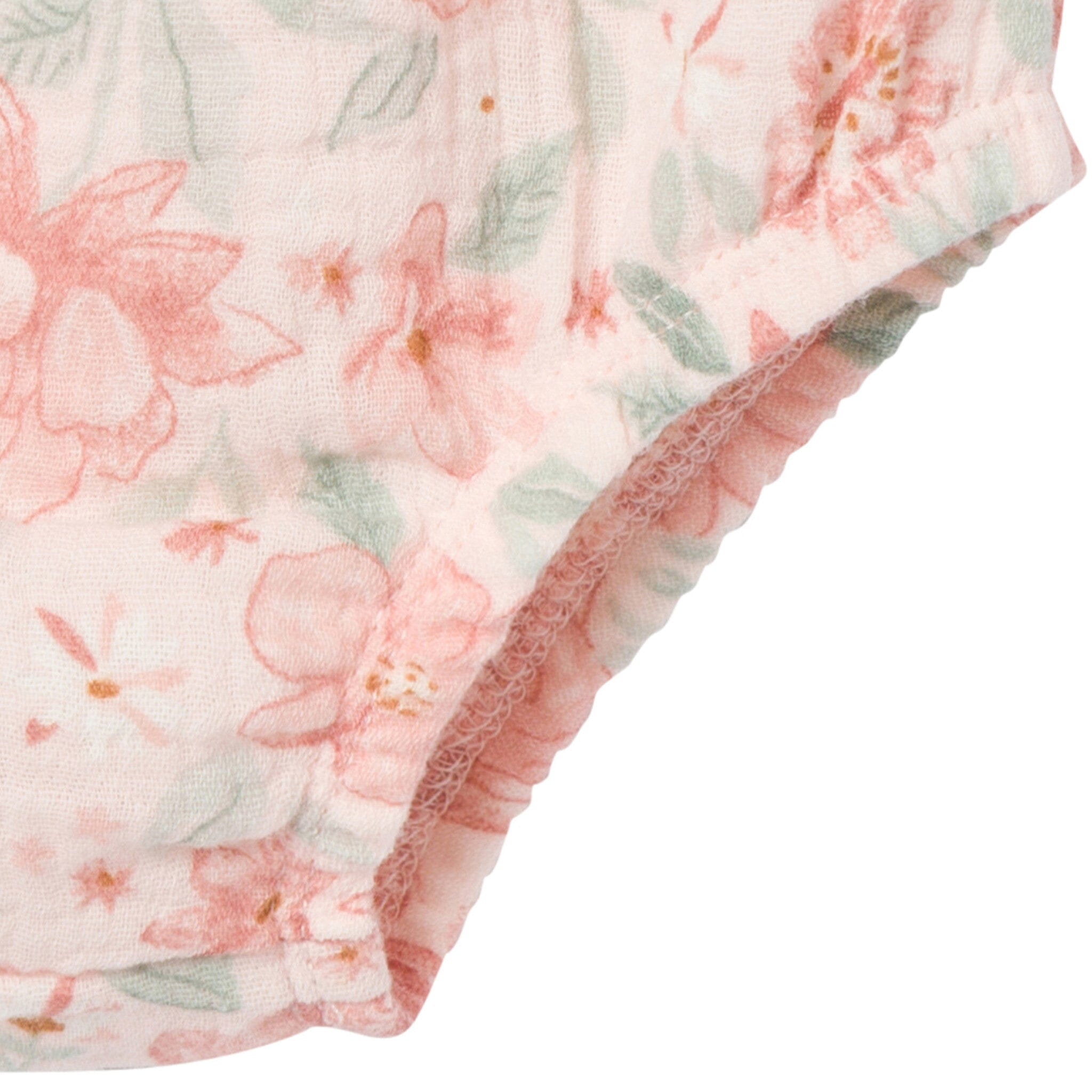 2-Piece Baby Girls Light Rose Watercolor Floral Puffed Sleeve Dress and Diaper Cover