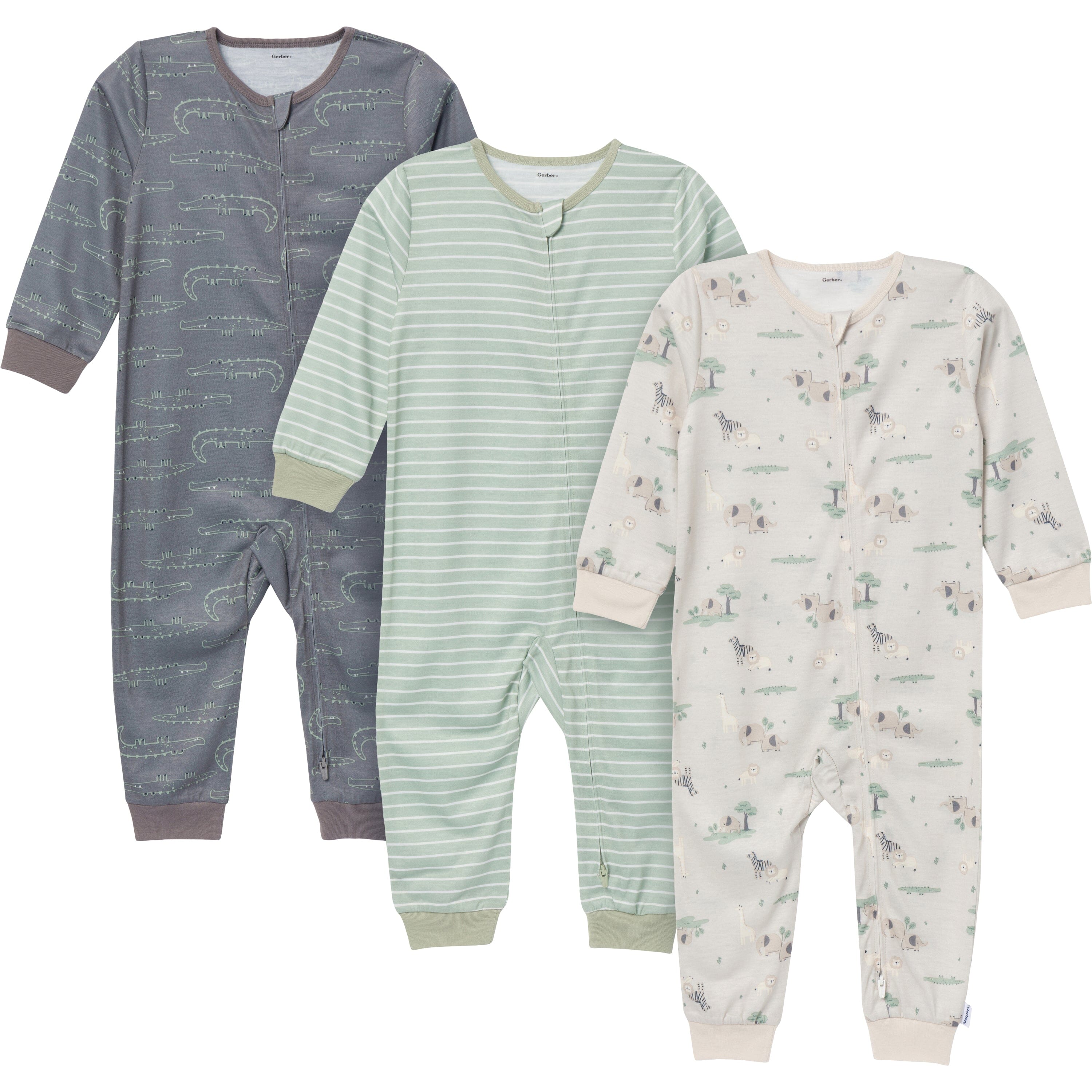 3-Pack Infant & Toddler Boys Jungle Footless Pajamas