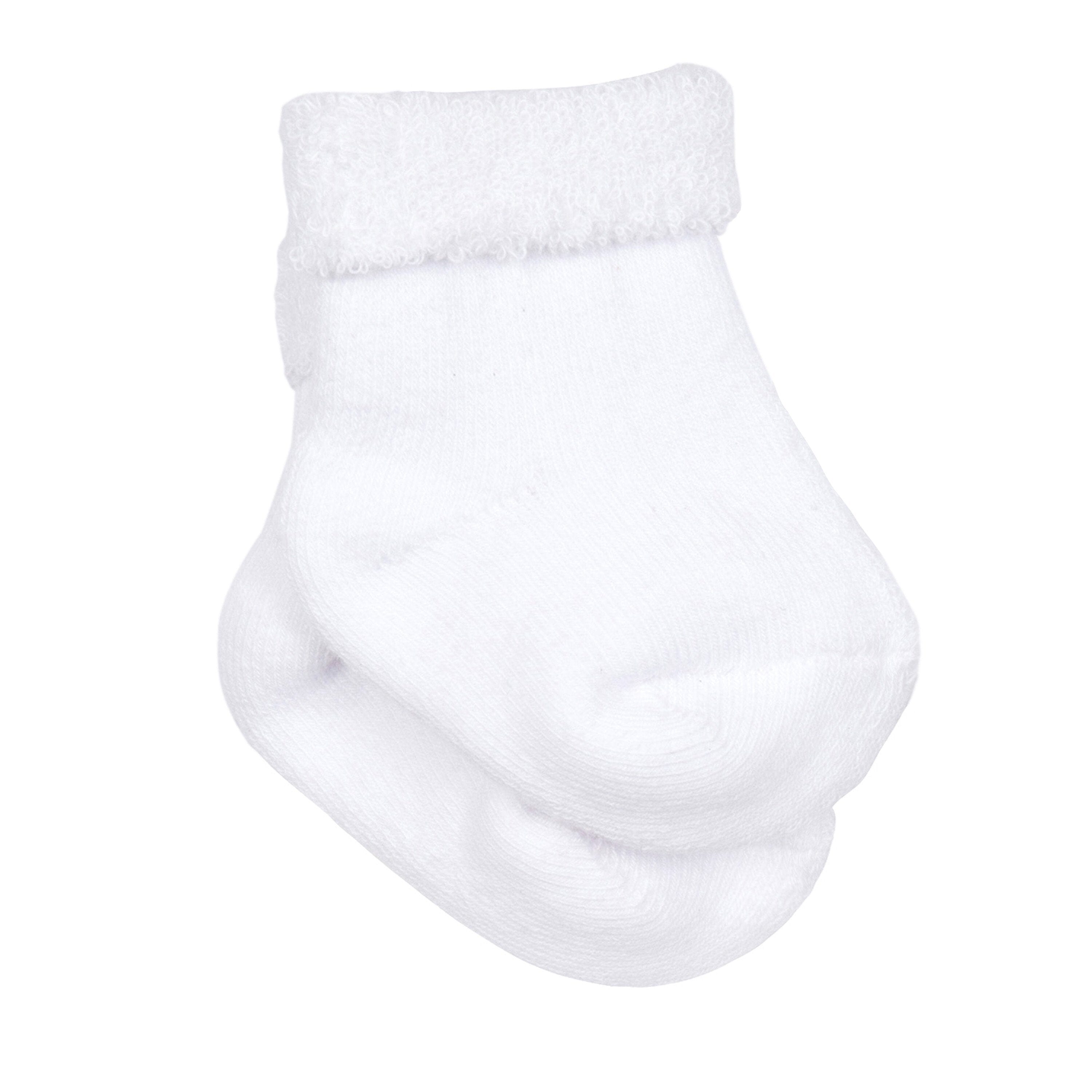 8-Pack White Organic Wiggle Proof Bootie Socks