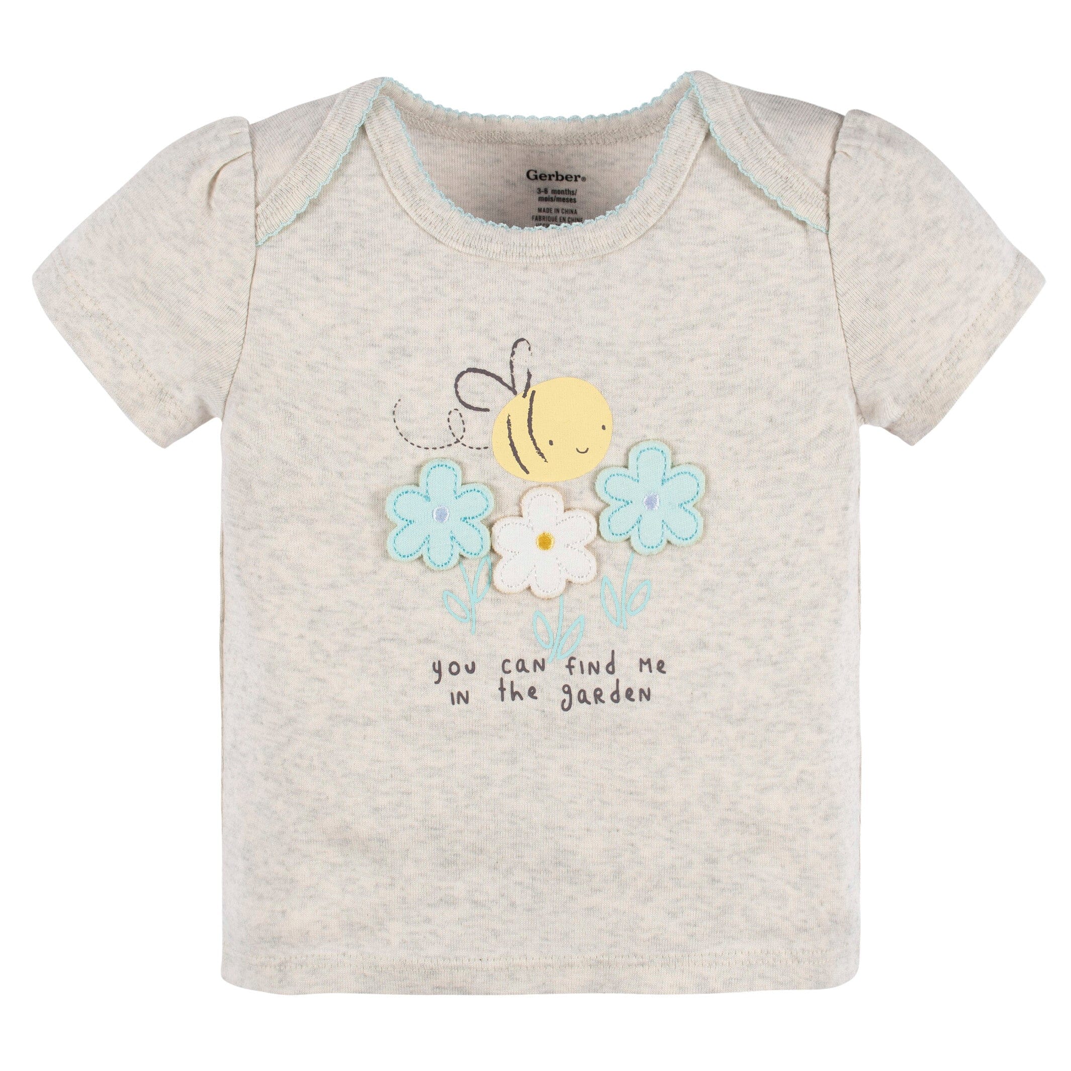 4-Piece Baby Girls Bee Petals Onesies Bodysuit, Tee, Skort & Pant Set