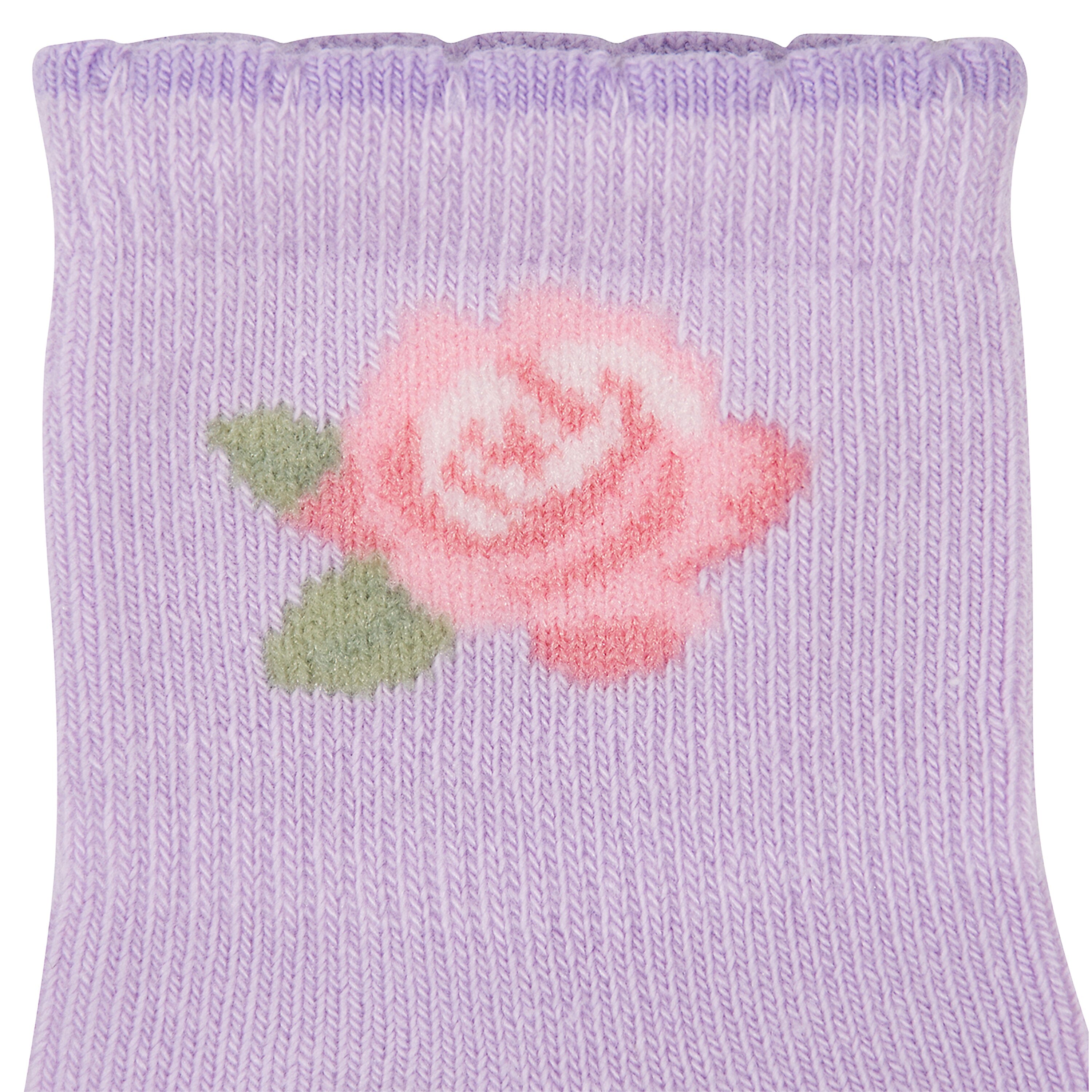 2-Pack Baby Girls Roses Organic Wiggle Proof Socks