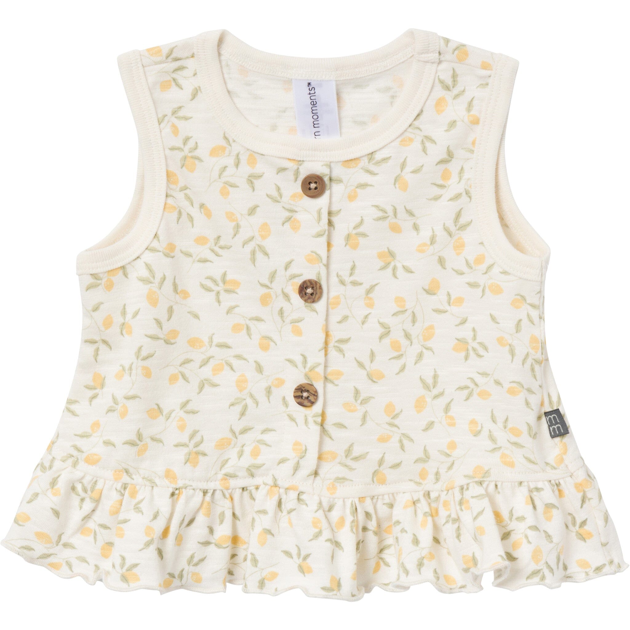 4-Piece Baby Girls Lemon Vines Sleeveless Peplum Tops and Shorts Set