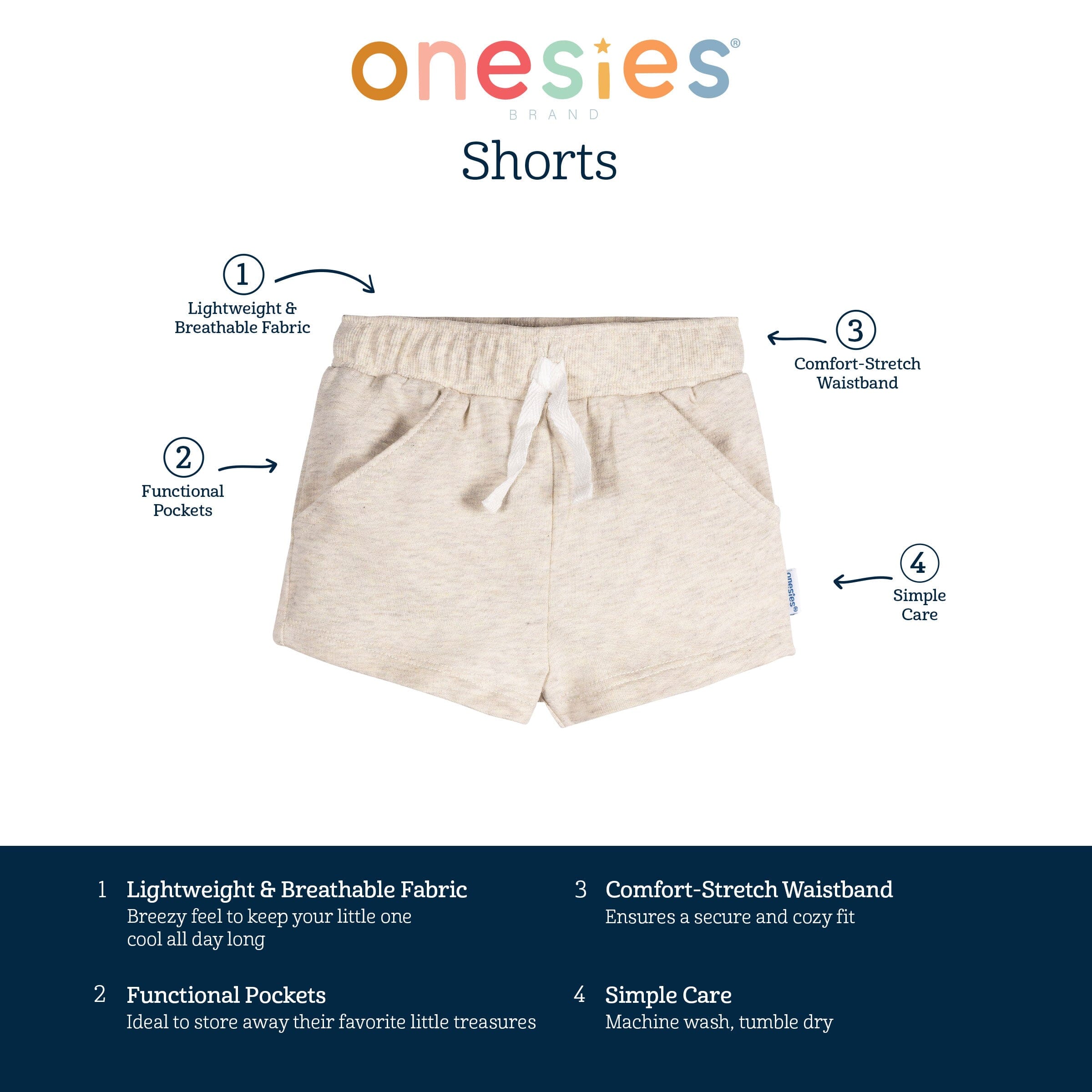 3-Pack Baby Neutral Stripes Shorts