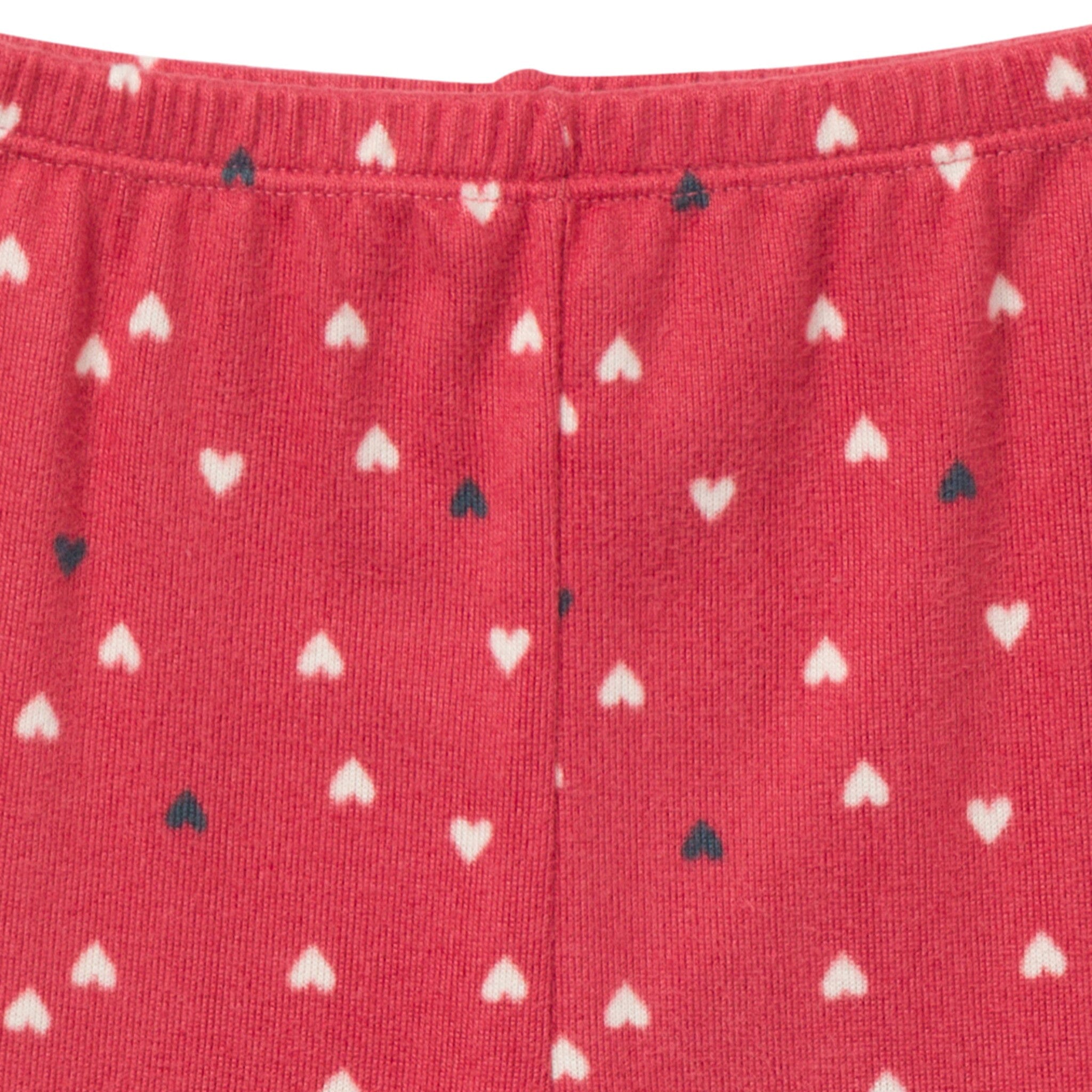 2-Piece Infant and Toddler Neutral Red Hearts Tight Fitting Pajamas Set