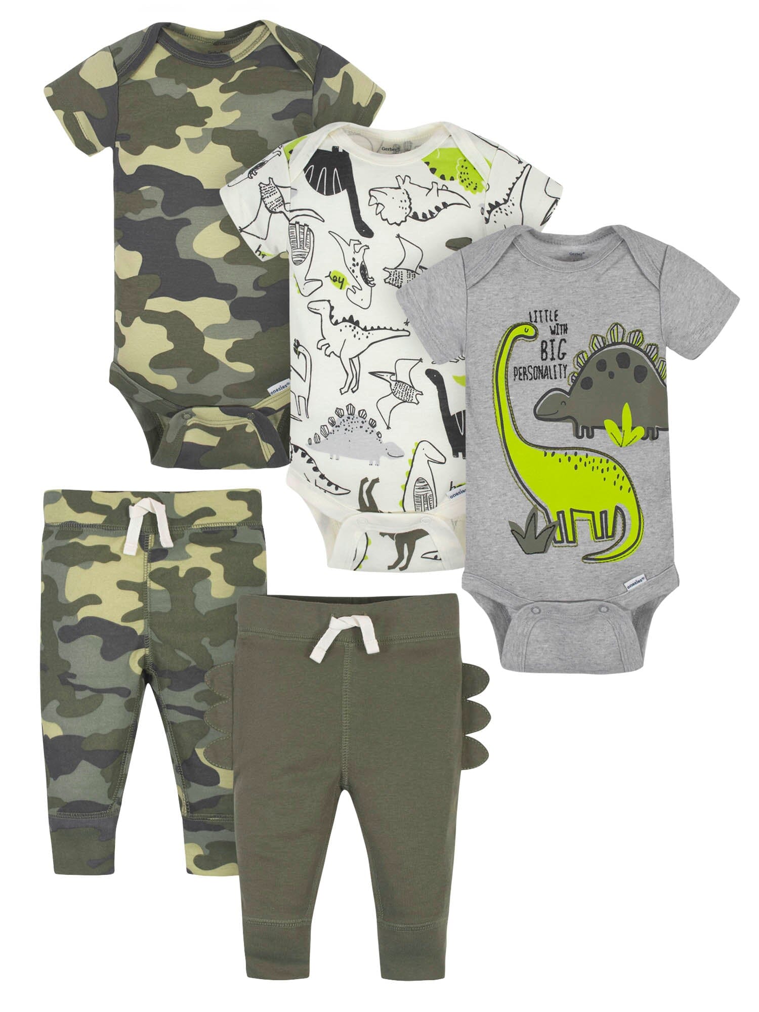 5-Piece Baby Boys Dino Onesies Bodysuits & Pants Sets