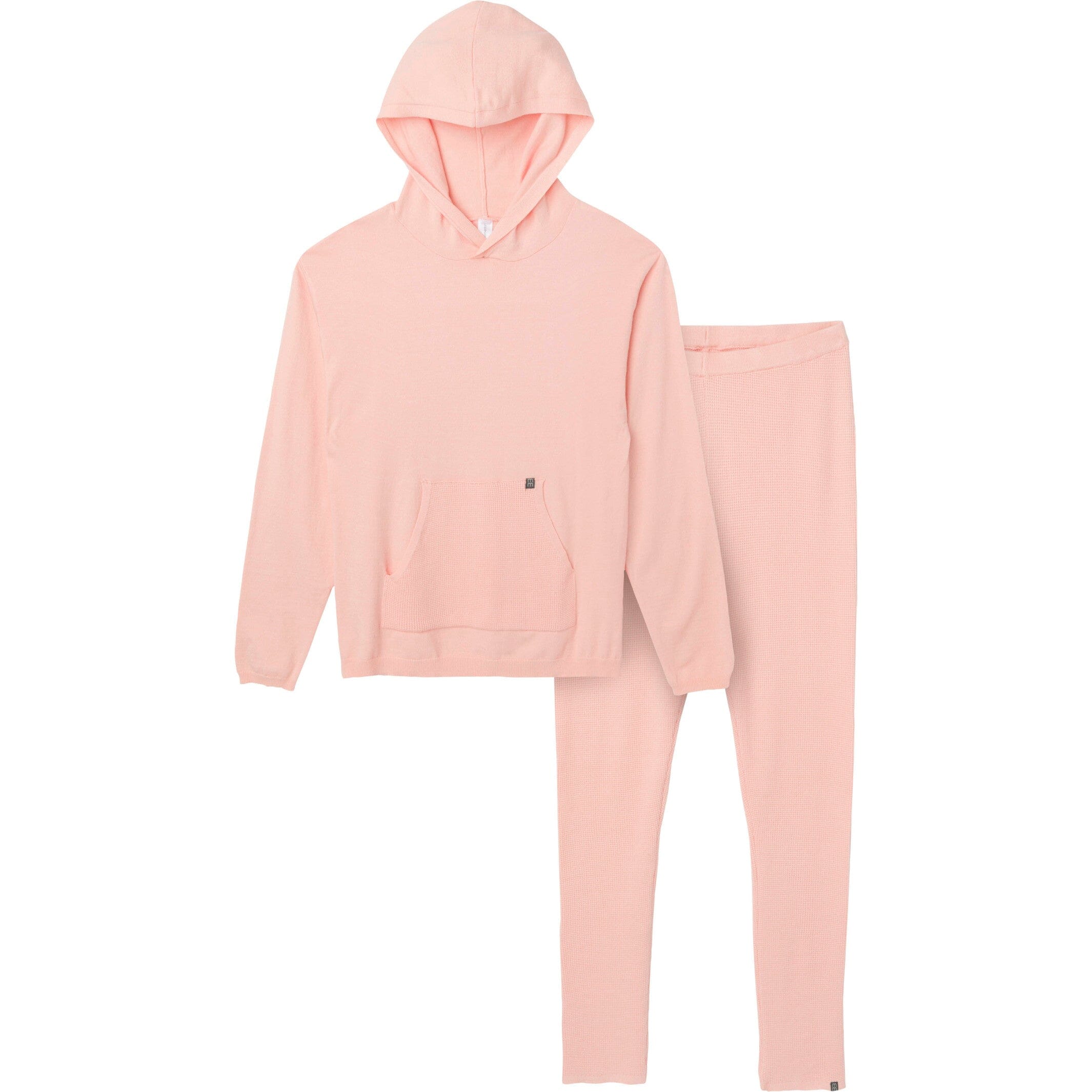 Mommy & Me 2-Piece Pink Hooded Waffle Top & Legging Bundle