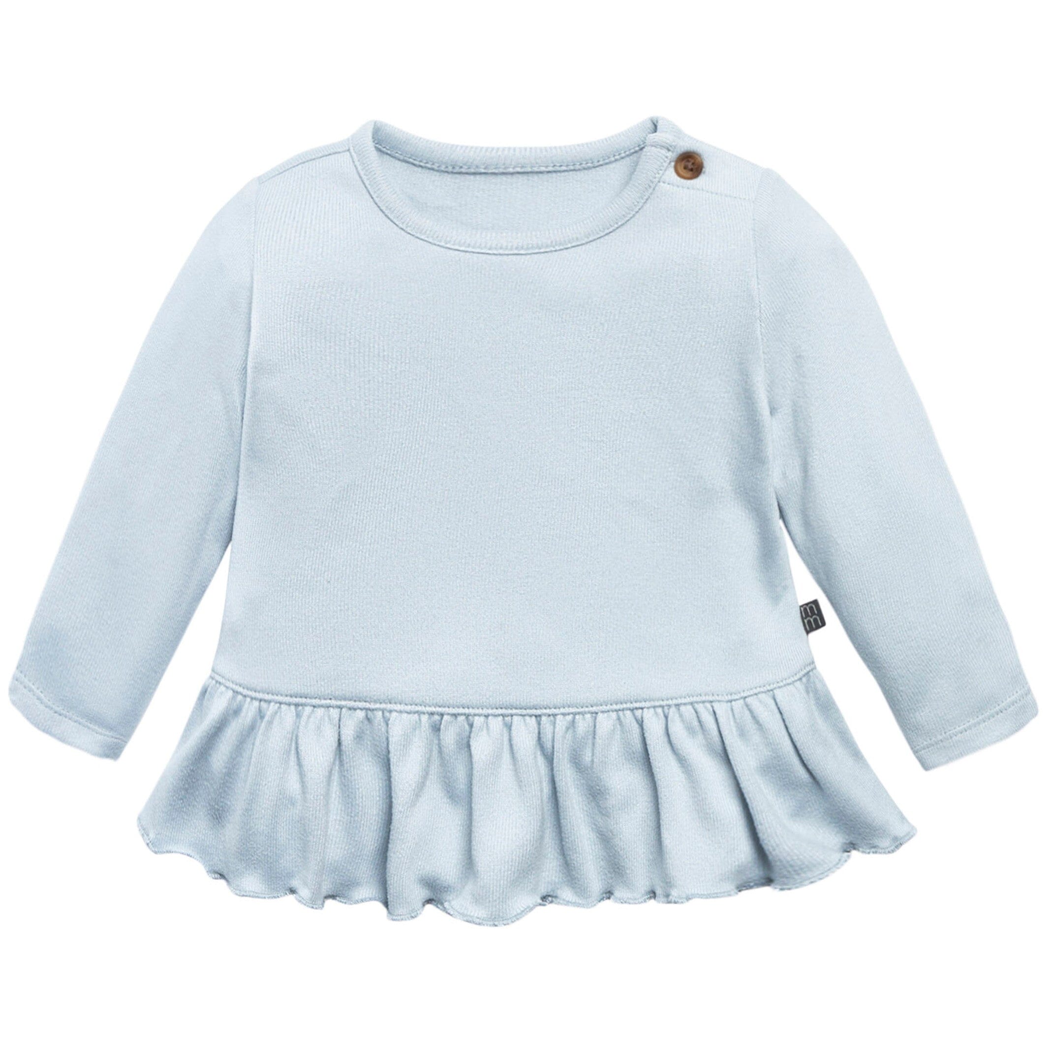 2-Piece Baby Girls Light Blue Hacci Peplum Top and Joggers Set