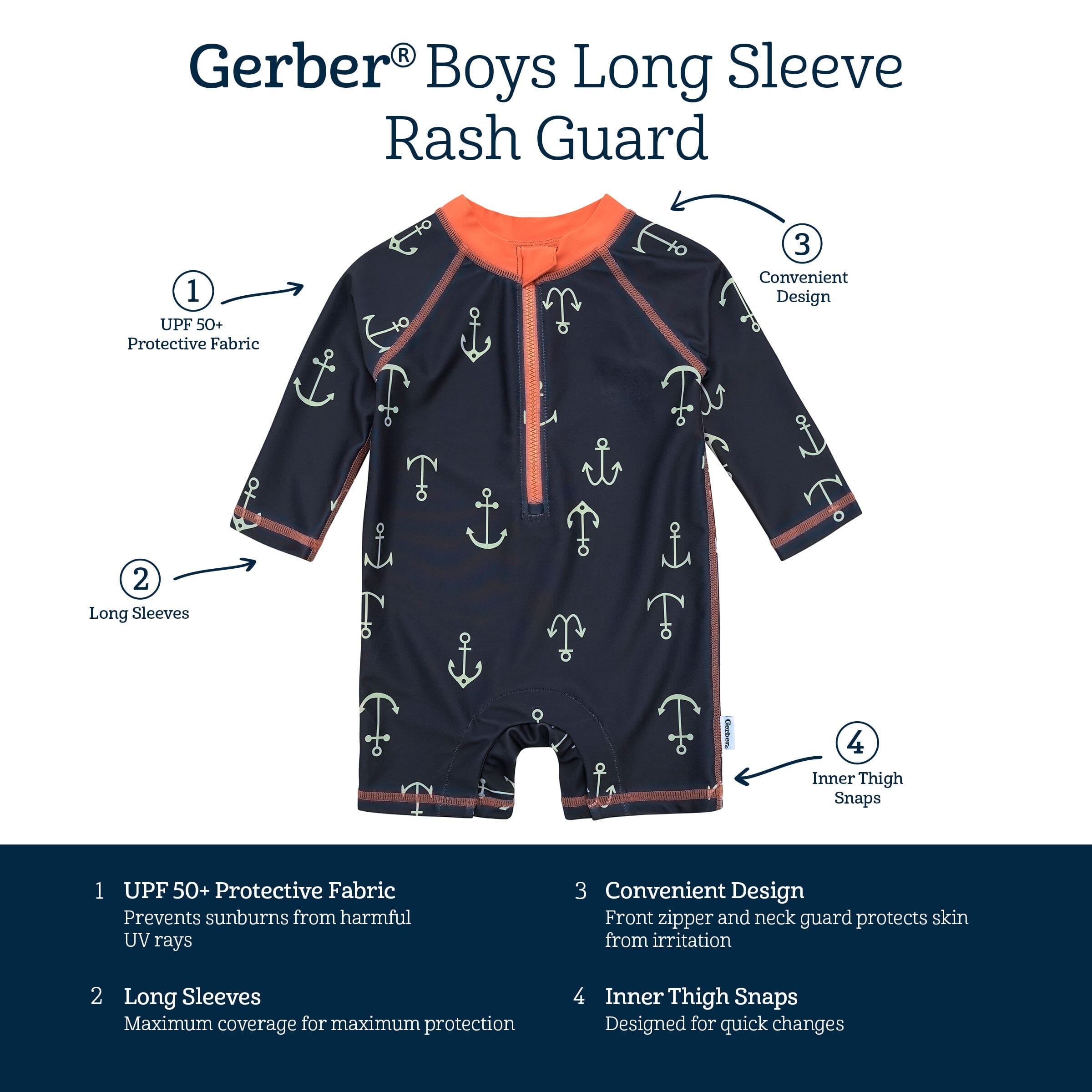 Baby Boys UPF 50+ Anchors Rash Guard