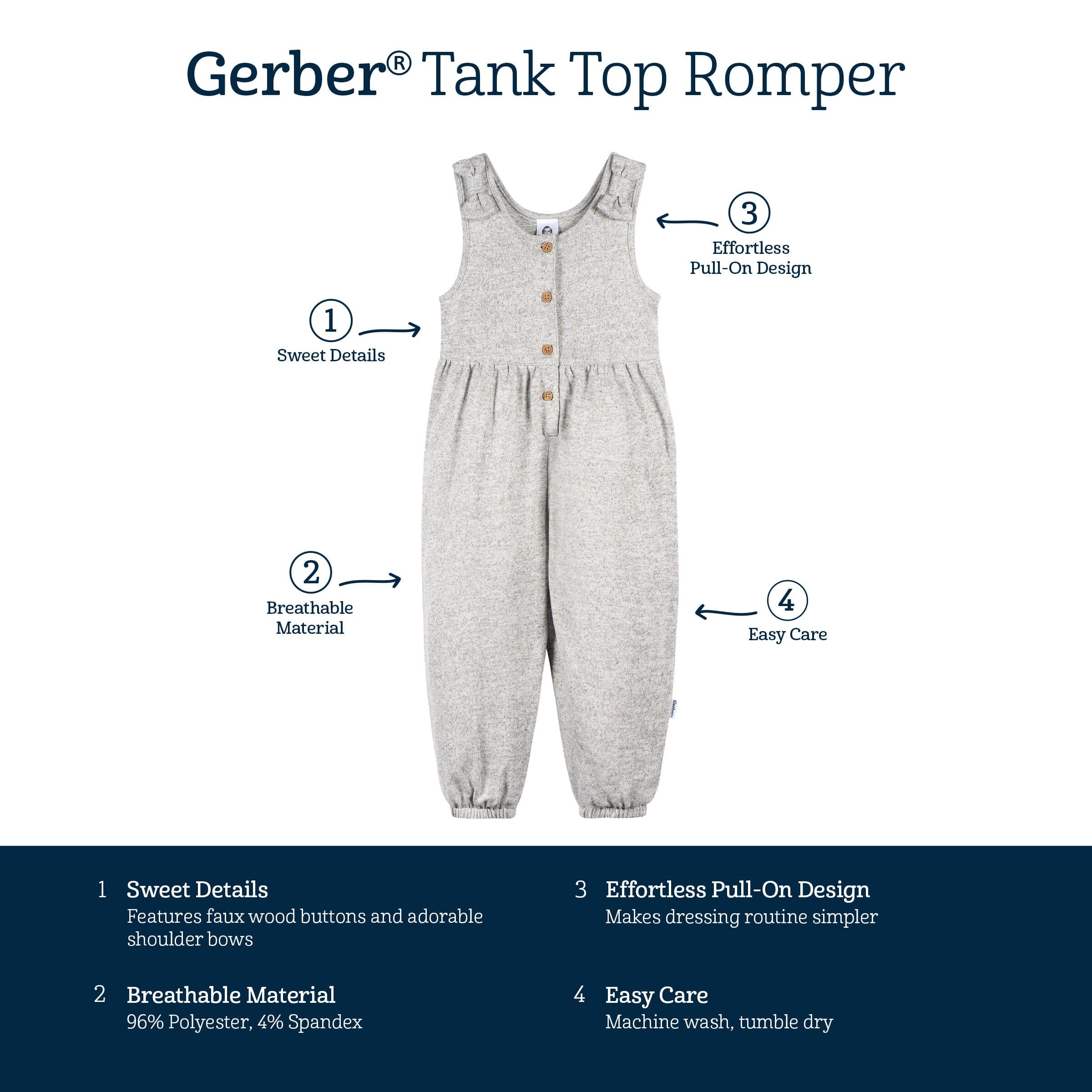 Toddler Girls Light Grey Heather Hacci Romper