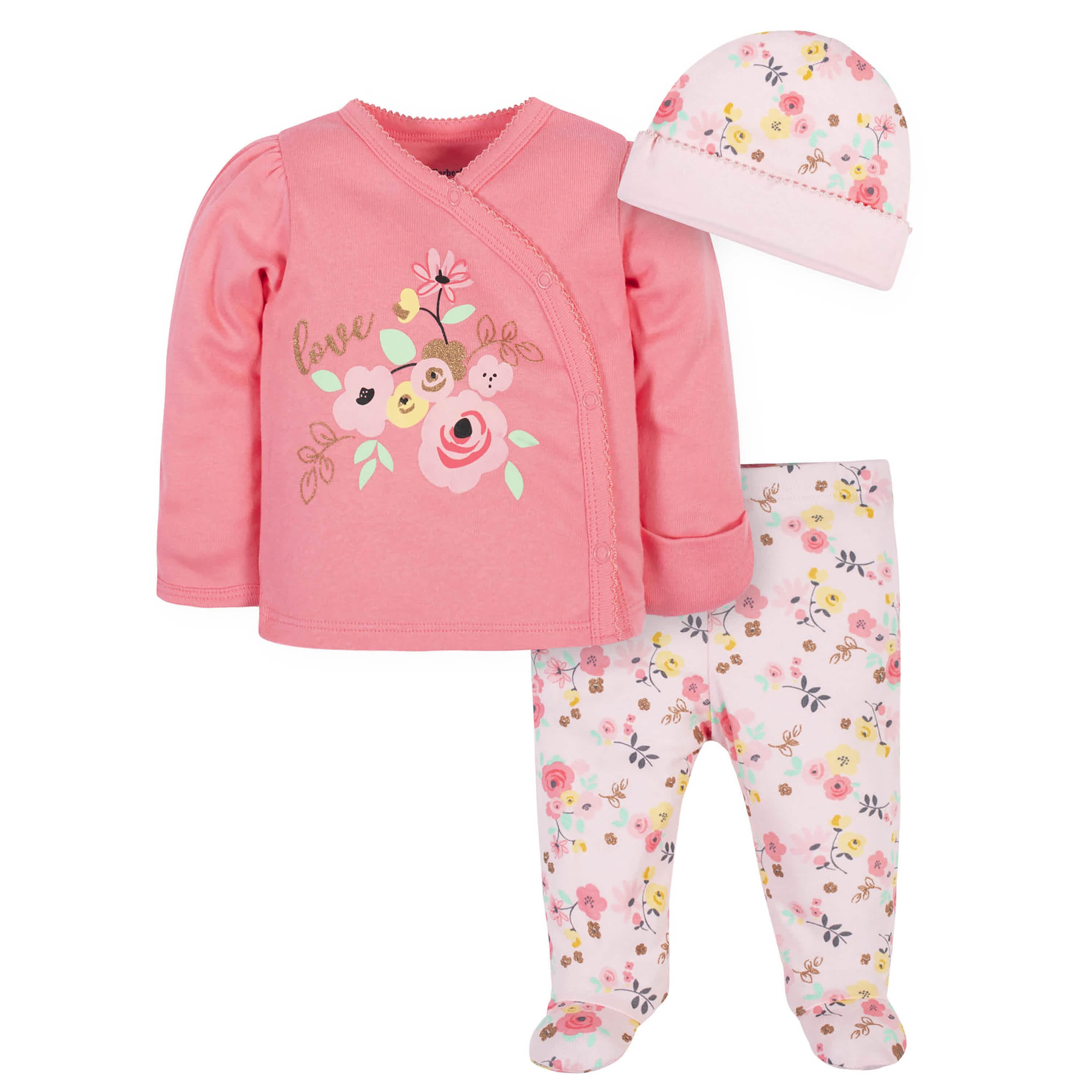 6-Piece Baby Girls Love You Onesies Bodysuits & Take-Me-Home Set