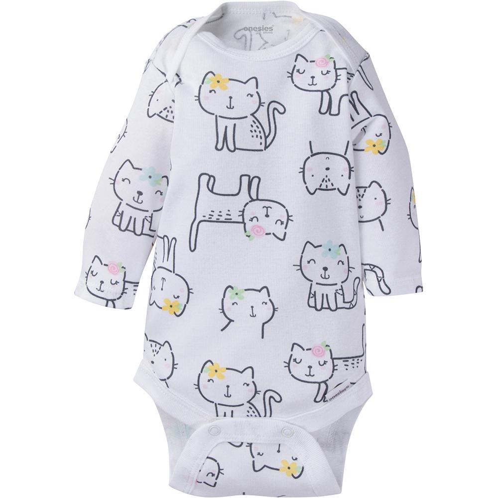 6-Pack Baby Girl Long Sleeve Kitty Onesies Brand Bodysuits