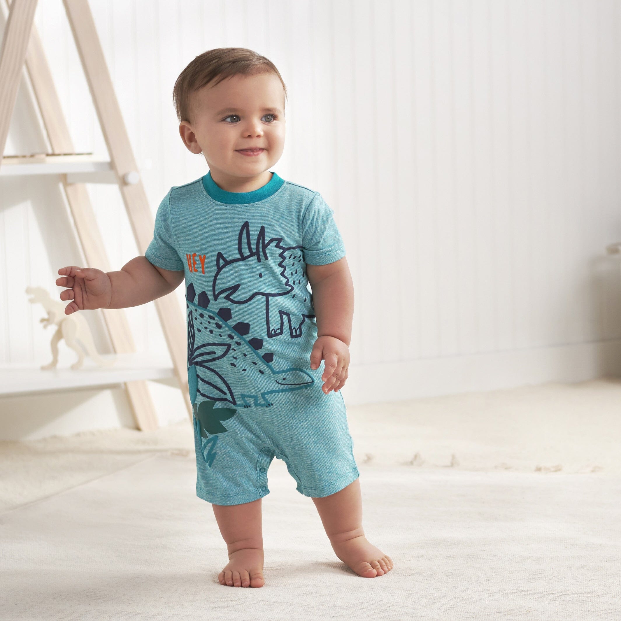 2-Pack Baby Boys Dino Blues Rompers