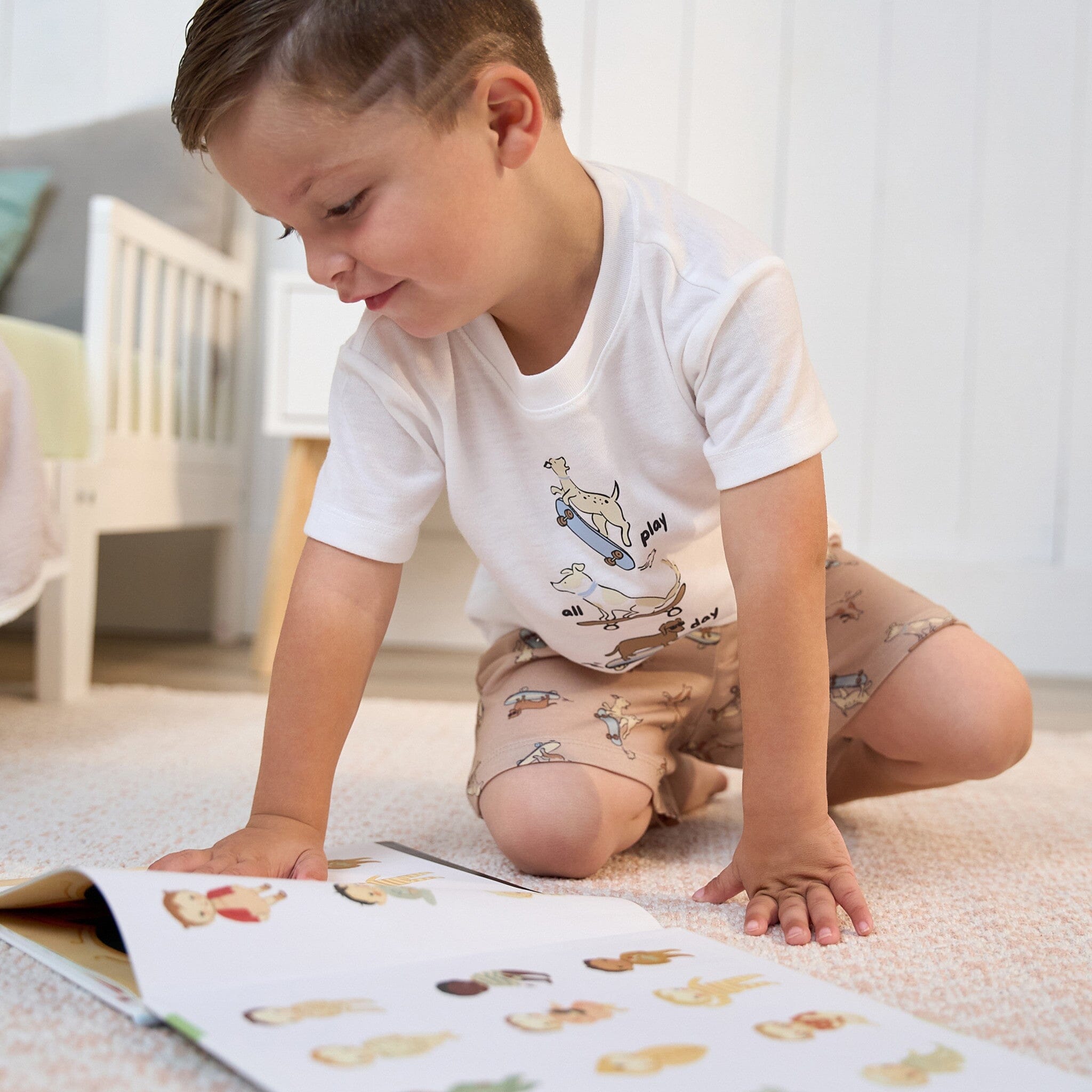 2-Piece Toddler Boys Dog Pajama Shorts Set