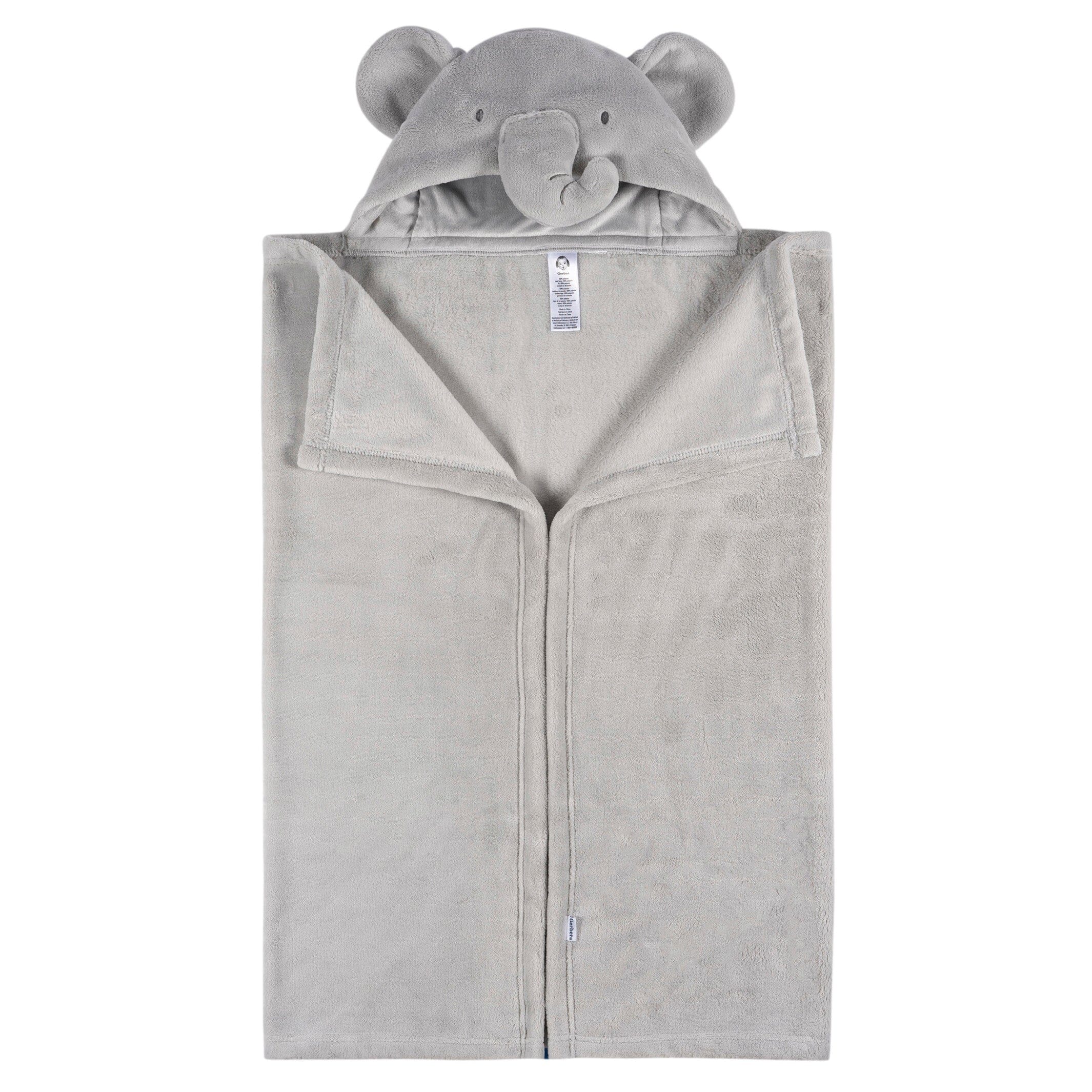 Embroidered 2-Piece Elephant Hooded Wearable Blanket & Security Blanket Set