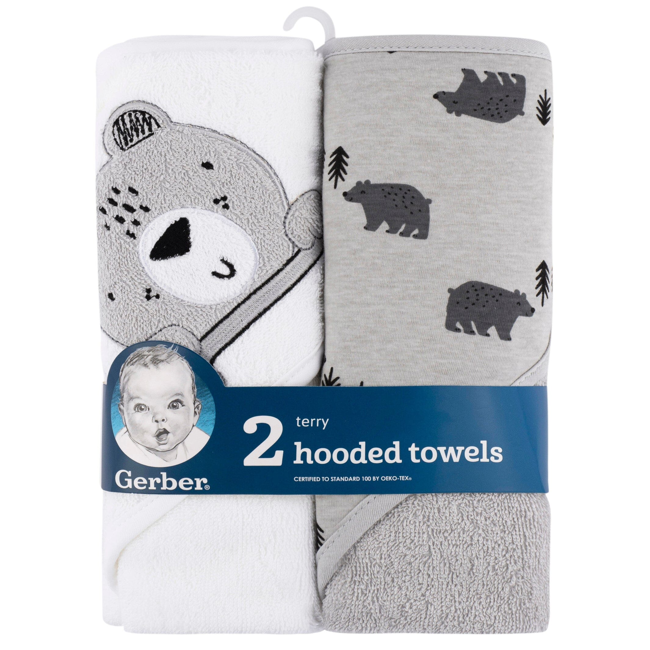 2-Pack Baby Boys Bear Hooded Towels