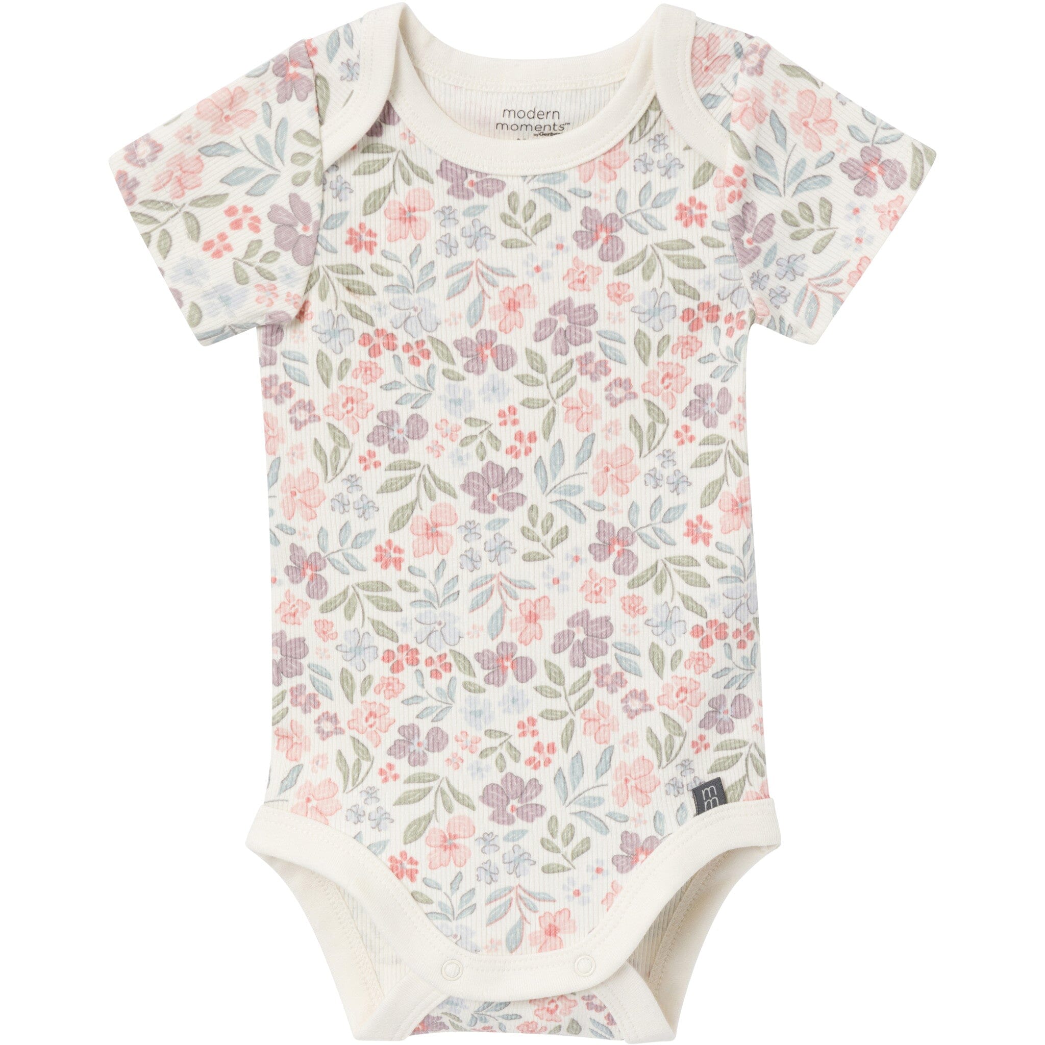 4-Pack Baby Girls Ivory Garden Short Sleeve Bodysuits and Shorts Set