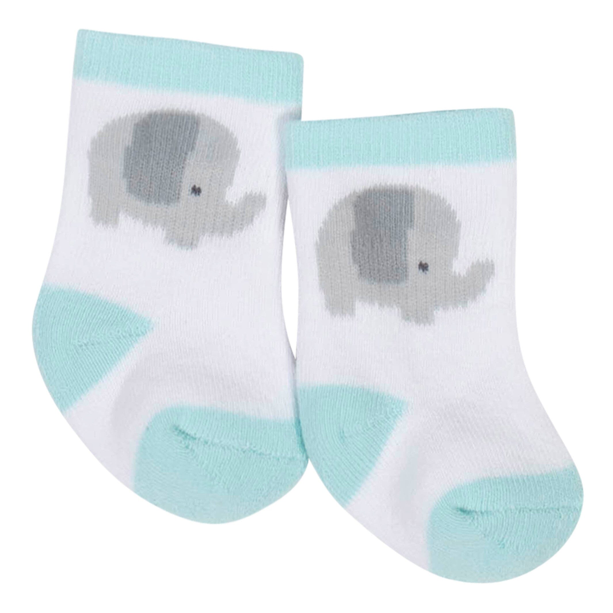 6-Pack Baby Neutral Animal Wiggle Proof Terry Crew Socks