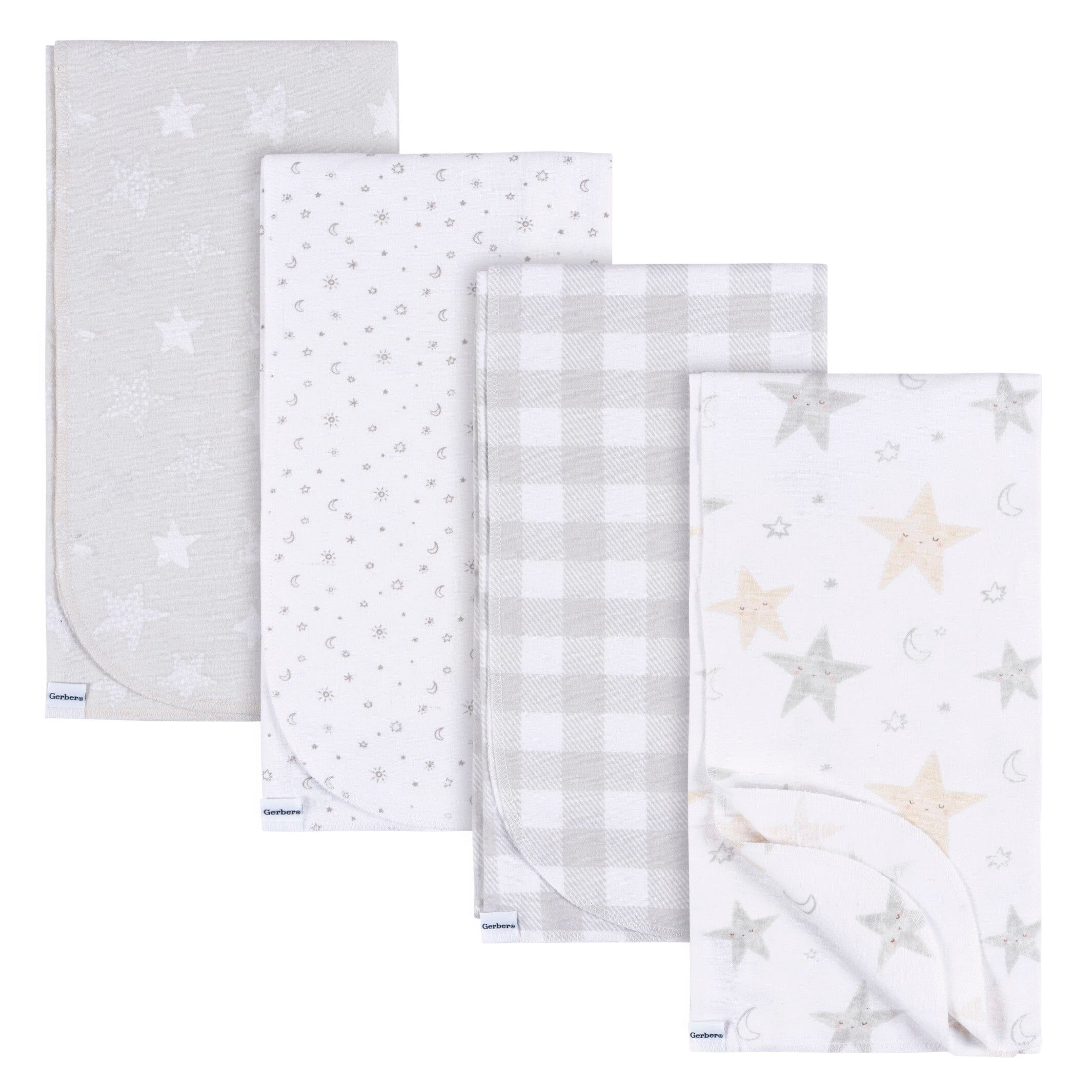 4-Pack Baby Neutral Celestial Flannel Blankets